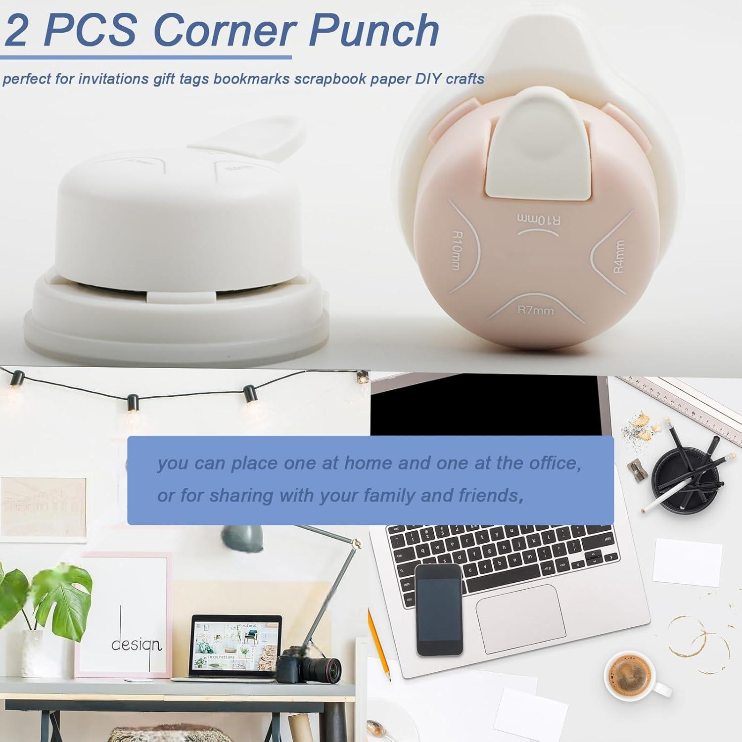 Troquelador de Esquinas 4 en 1 PRENDI - 2 Piezas Blanco y Rosa