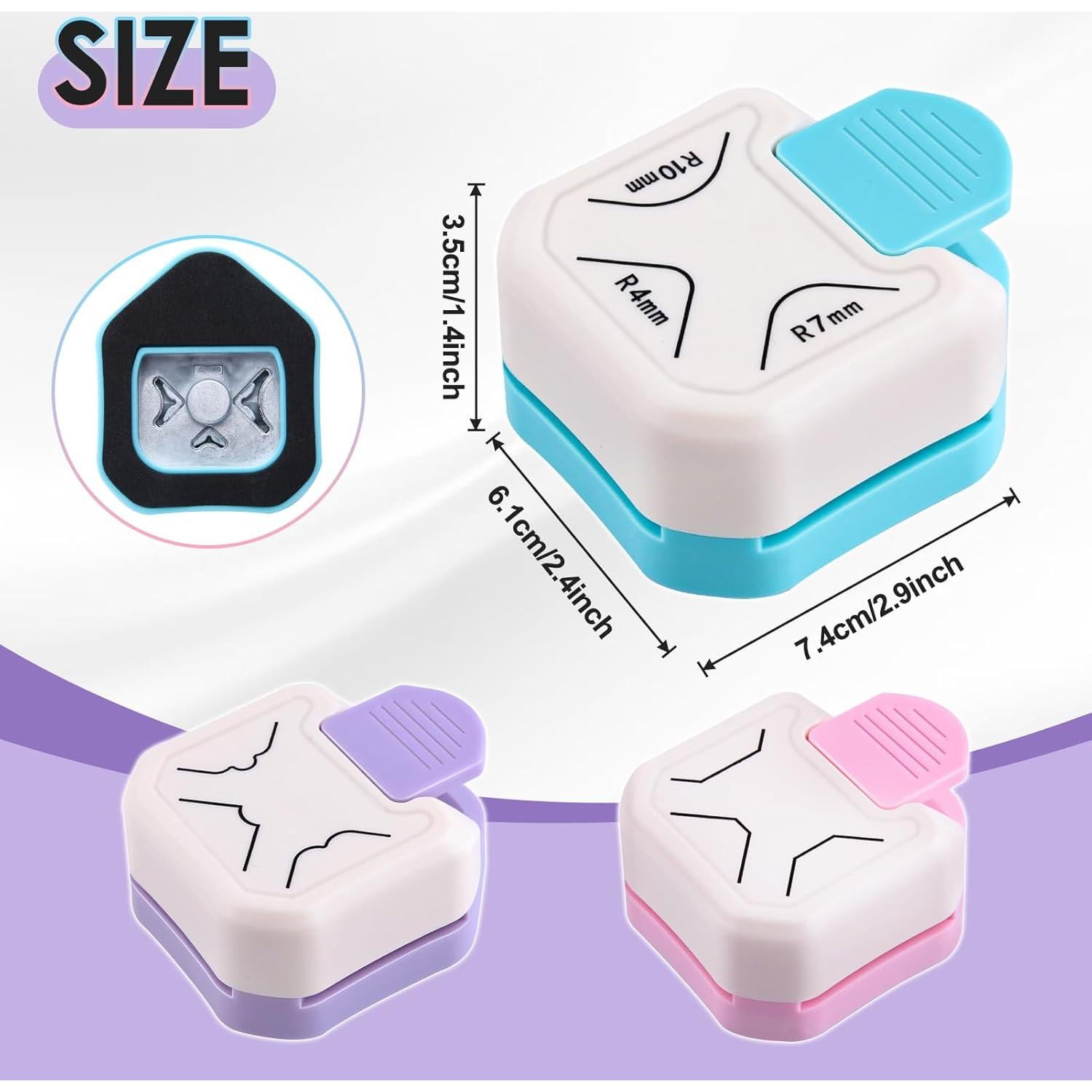 Juego de 3 Esquinadores de Papel LEONTOOL R4mm R7mm R10mm