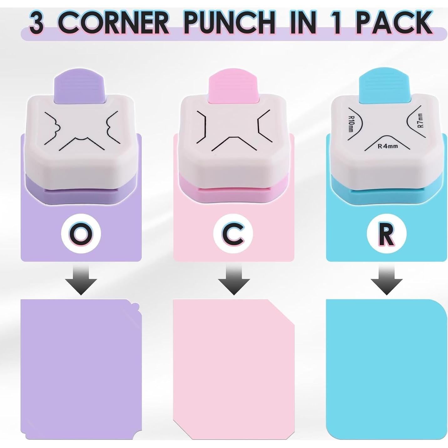 Juego de 3 Esquinadores de Papel LEONTOOL R4mm R7mm R10mm