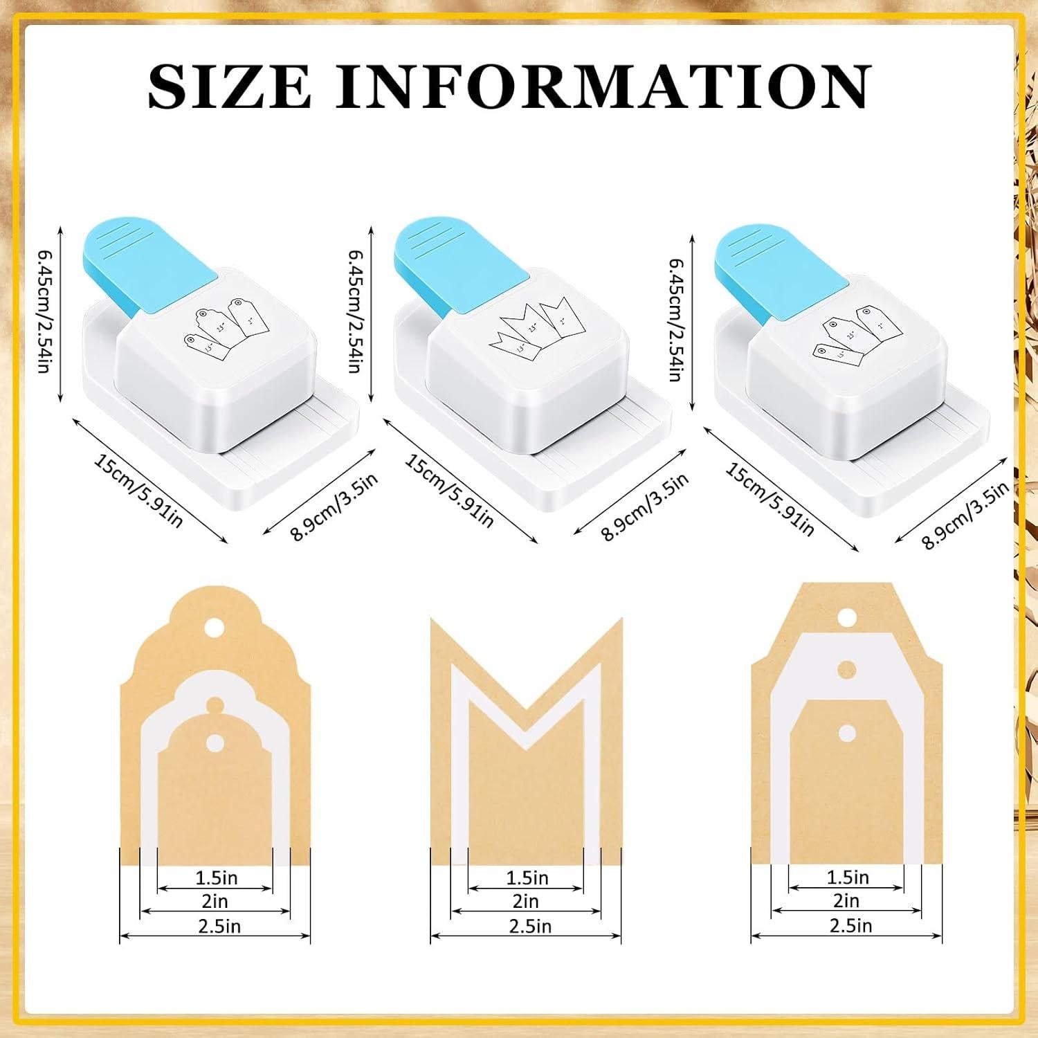 Perforador de Etiquetas 3 en 1 Fuutreo - 3 Tamaños 3.81cm, 5.08cm, 6.35cm