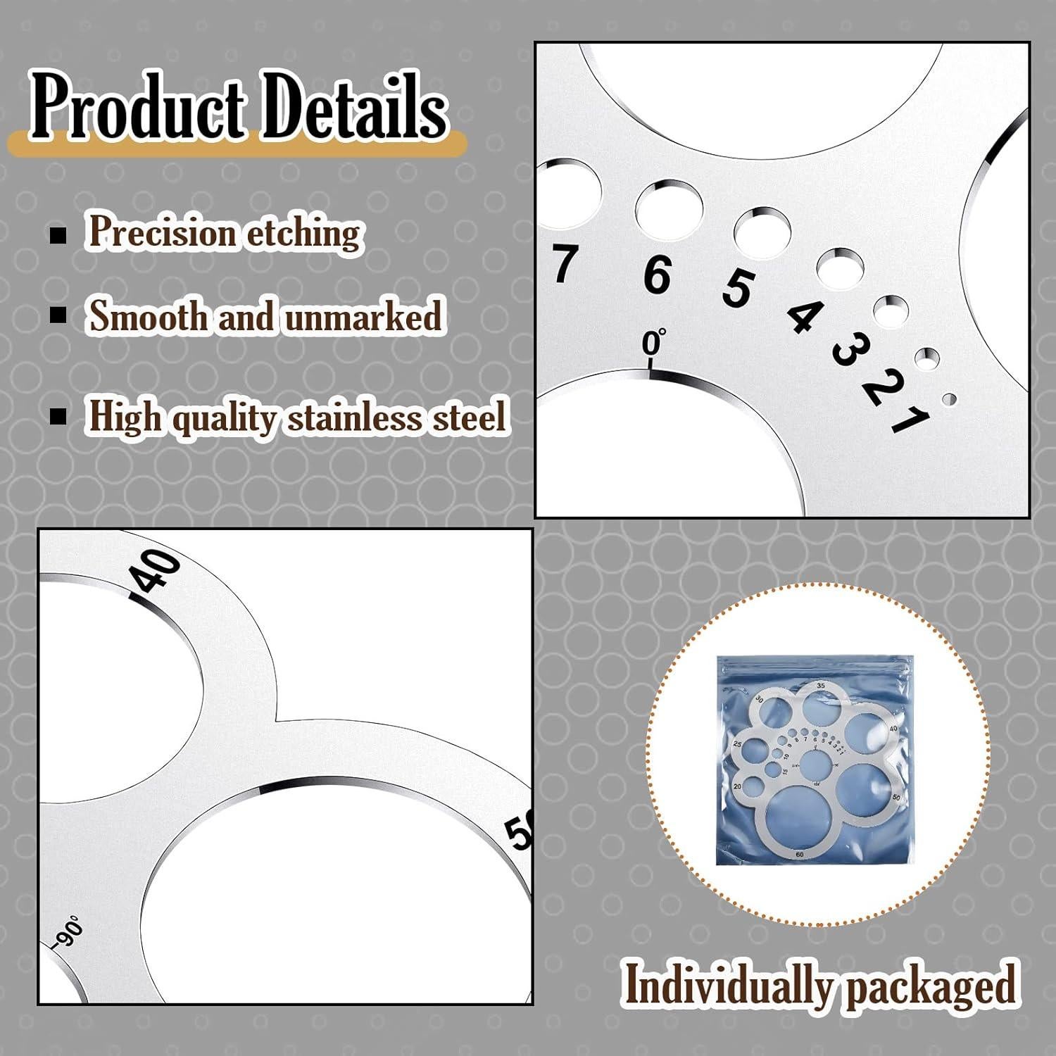 Plantilla Cortadora de Círculos Weewooday - 7 Tamaños, Acero Inoxidable