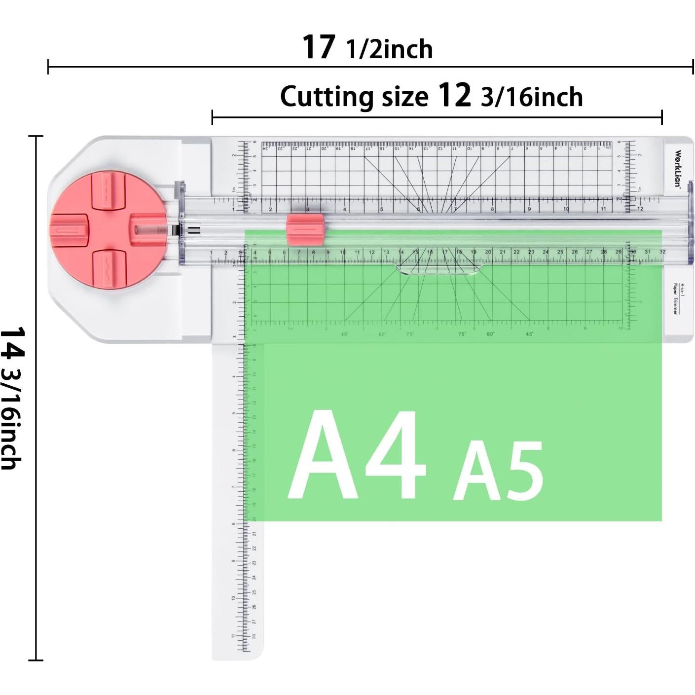 Cortadora de Papel Worklion 30.48 cm Rosa - 4 Cuchillas Intercambiables