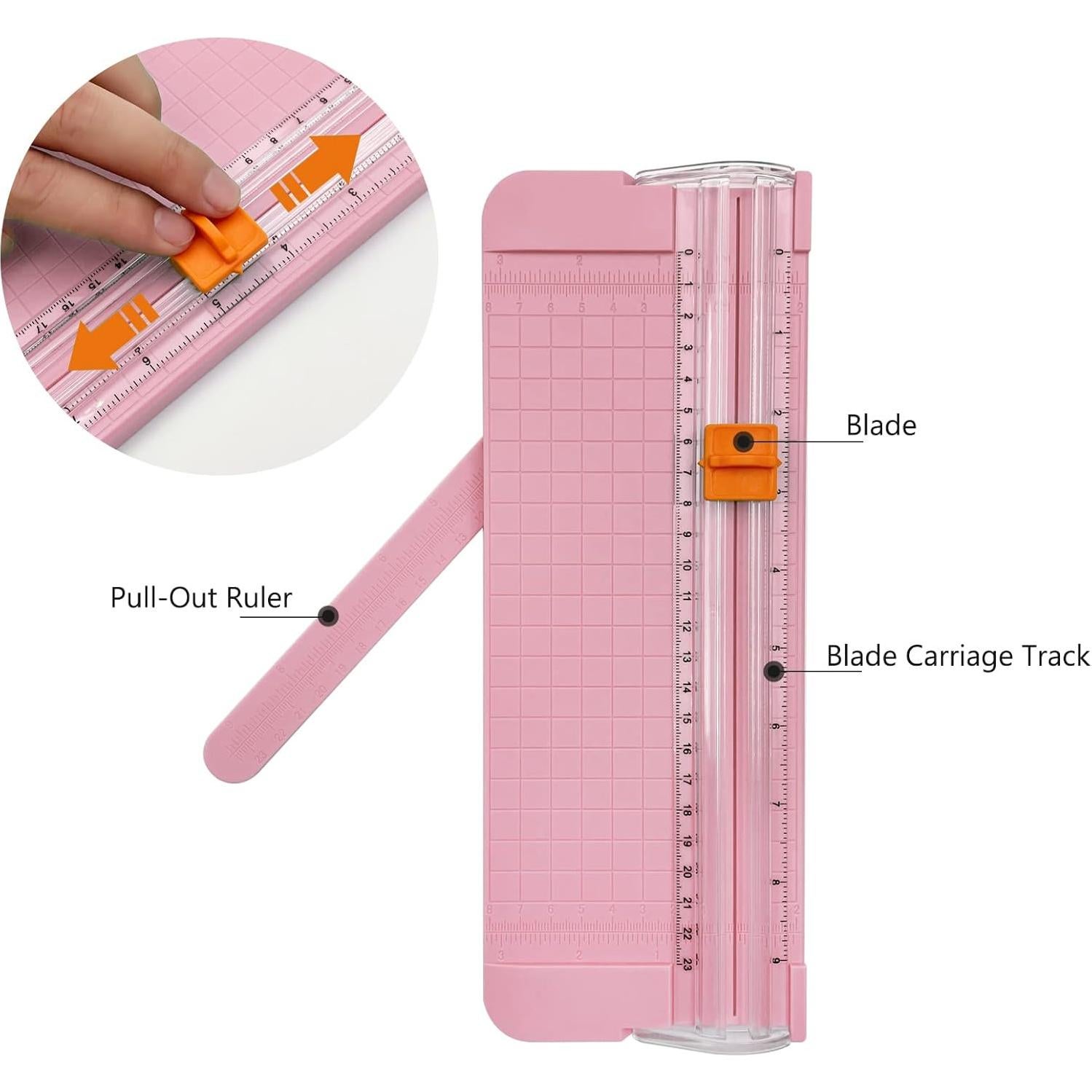 Cortadora de Papel A4 QYQRQF Rosa con Protección de Seguridad