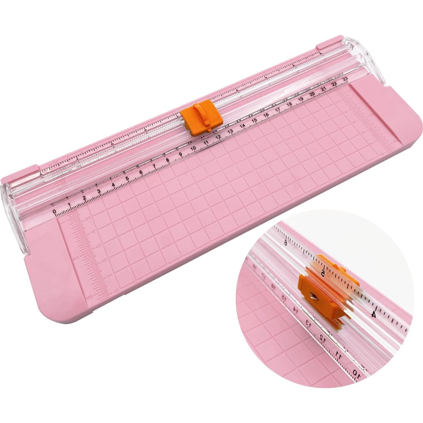 Cortadora de Papel A4 QYQRQF Rosa con Protección de Seguridad