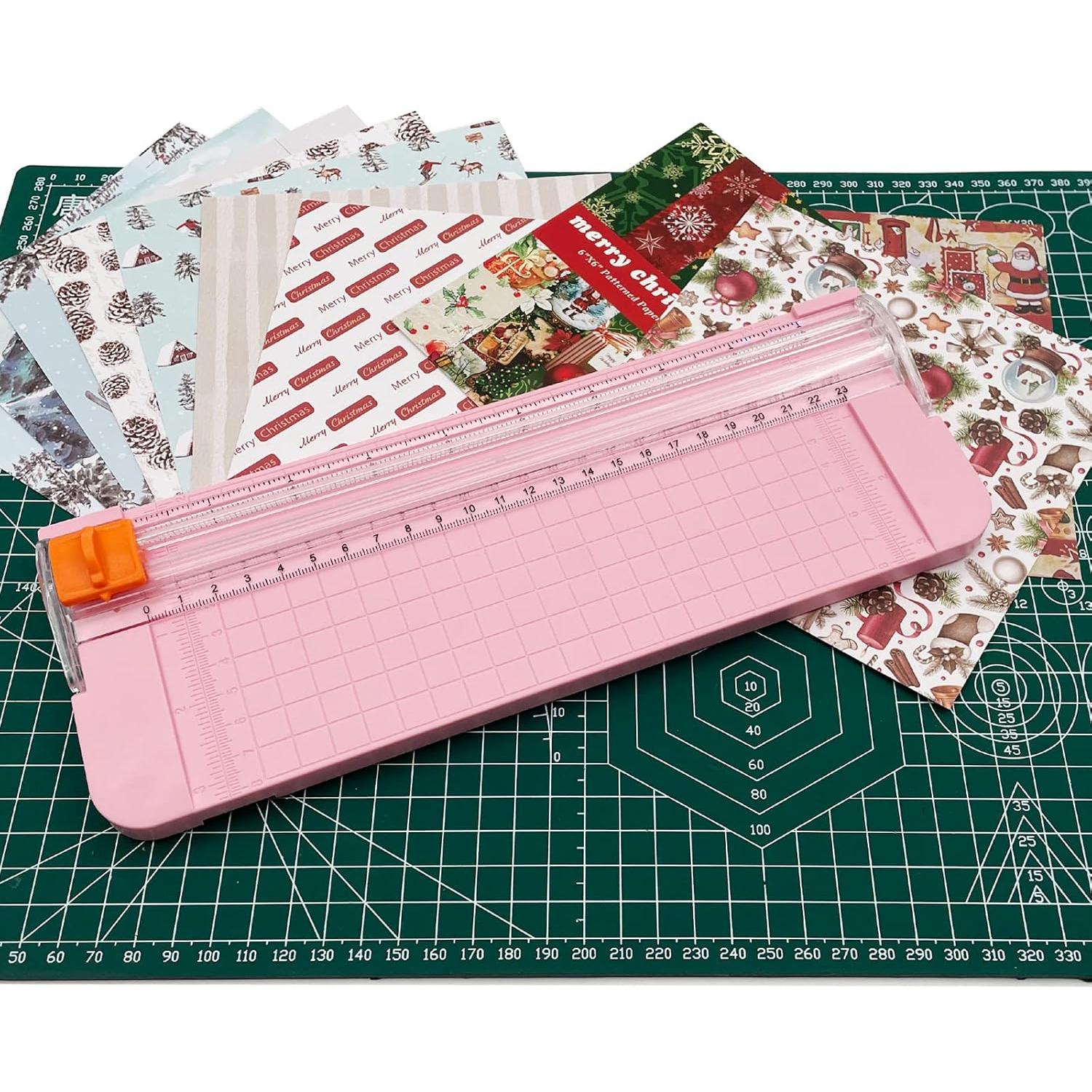 Cortadora de Papel A4 QYQRQF Rosa con Protección de Seguridad