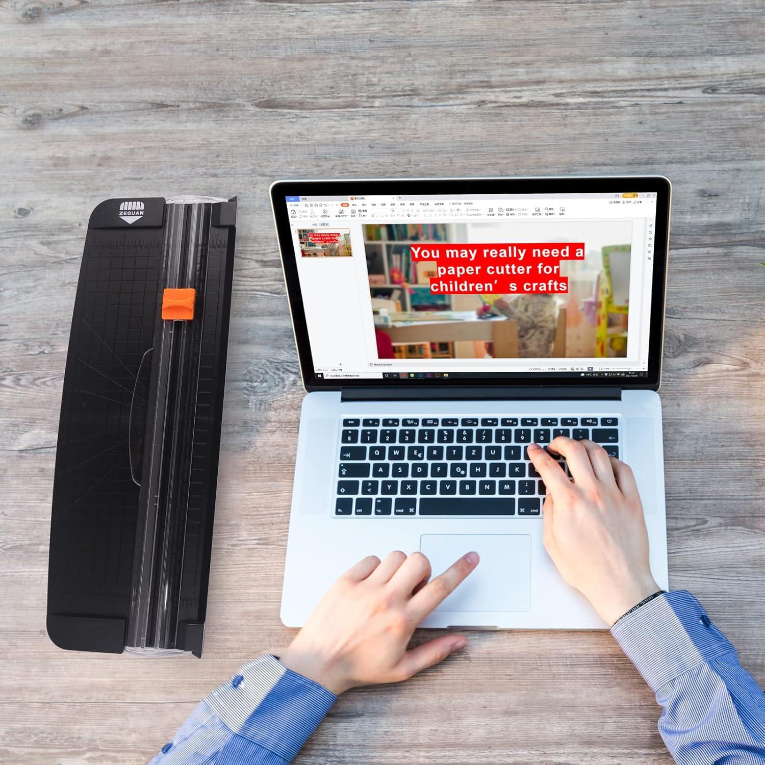 Cortadora de Papel Manual ZEQUAN A4 Negra con Cuchilla de Seguridad