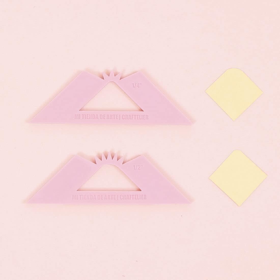 Craftelier Set de 2 Cuadrados para Esquinas Redondeadas Rosa