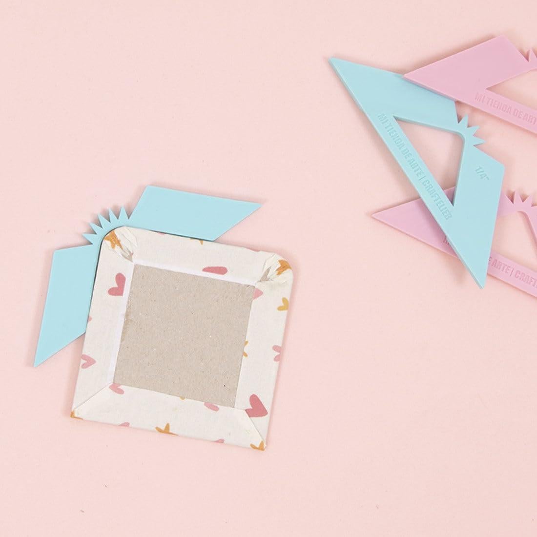 Craftelier Set de 2 Cuadrados para Esquinas Redondeadas Rosa