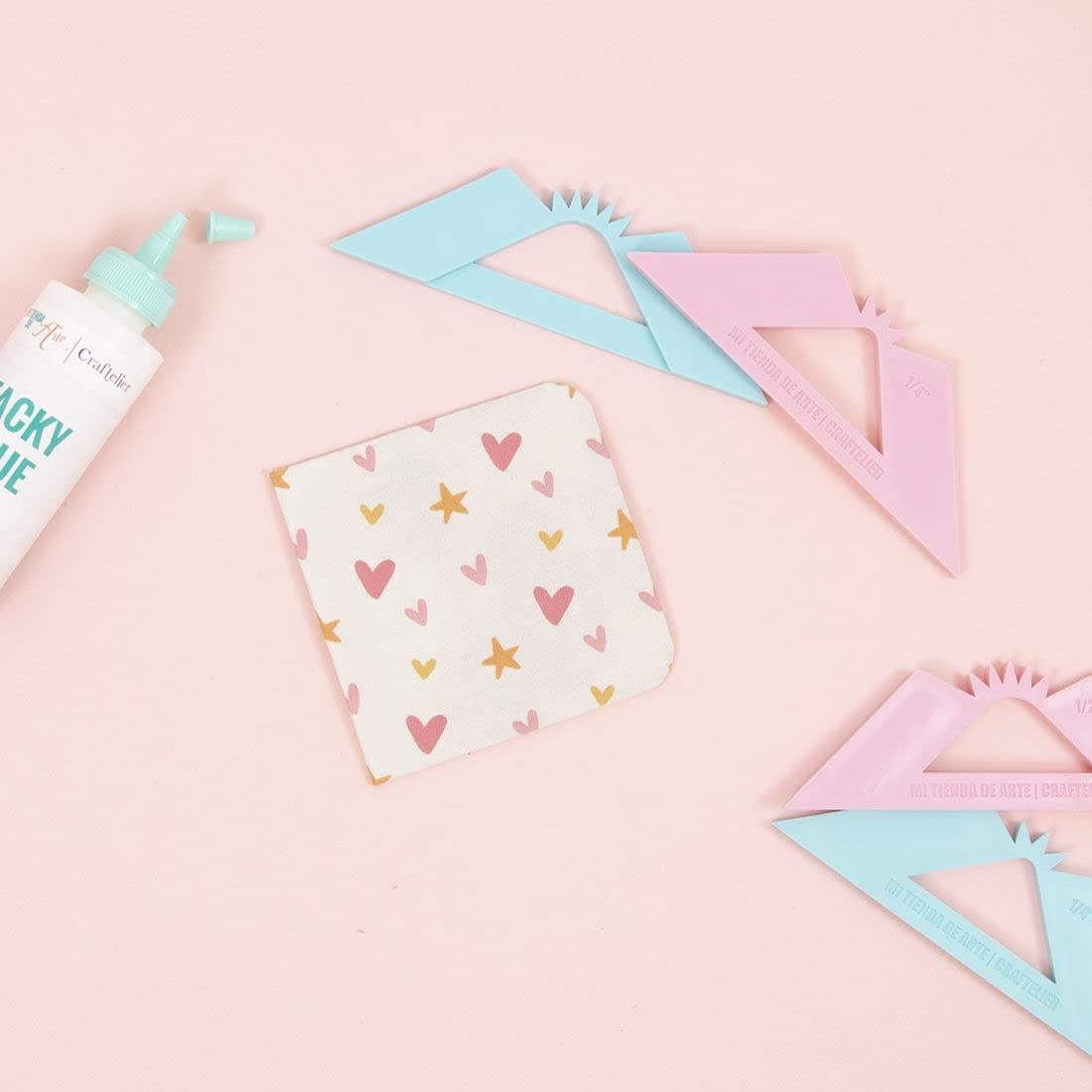 Craftelier Set de 2 Cuadrados para Esquinas Redondeadas Rosa