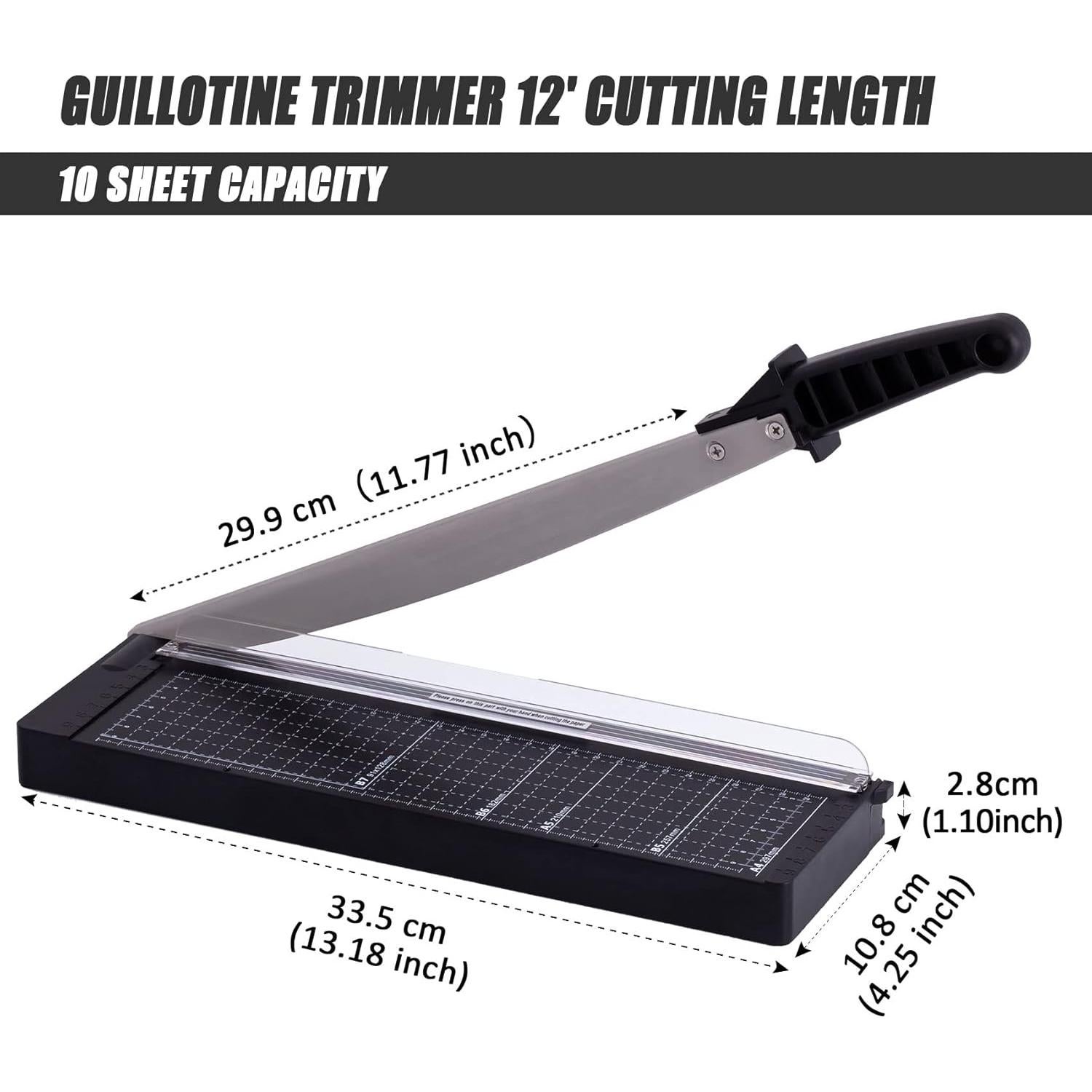 Cortadora de Papel TIANSE 30 cm 8-10 Hojas Seguridad Negra