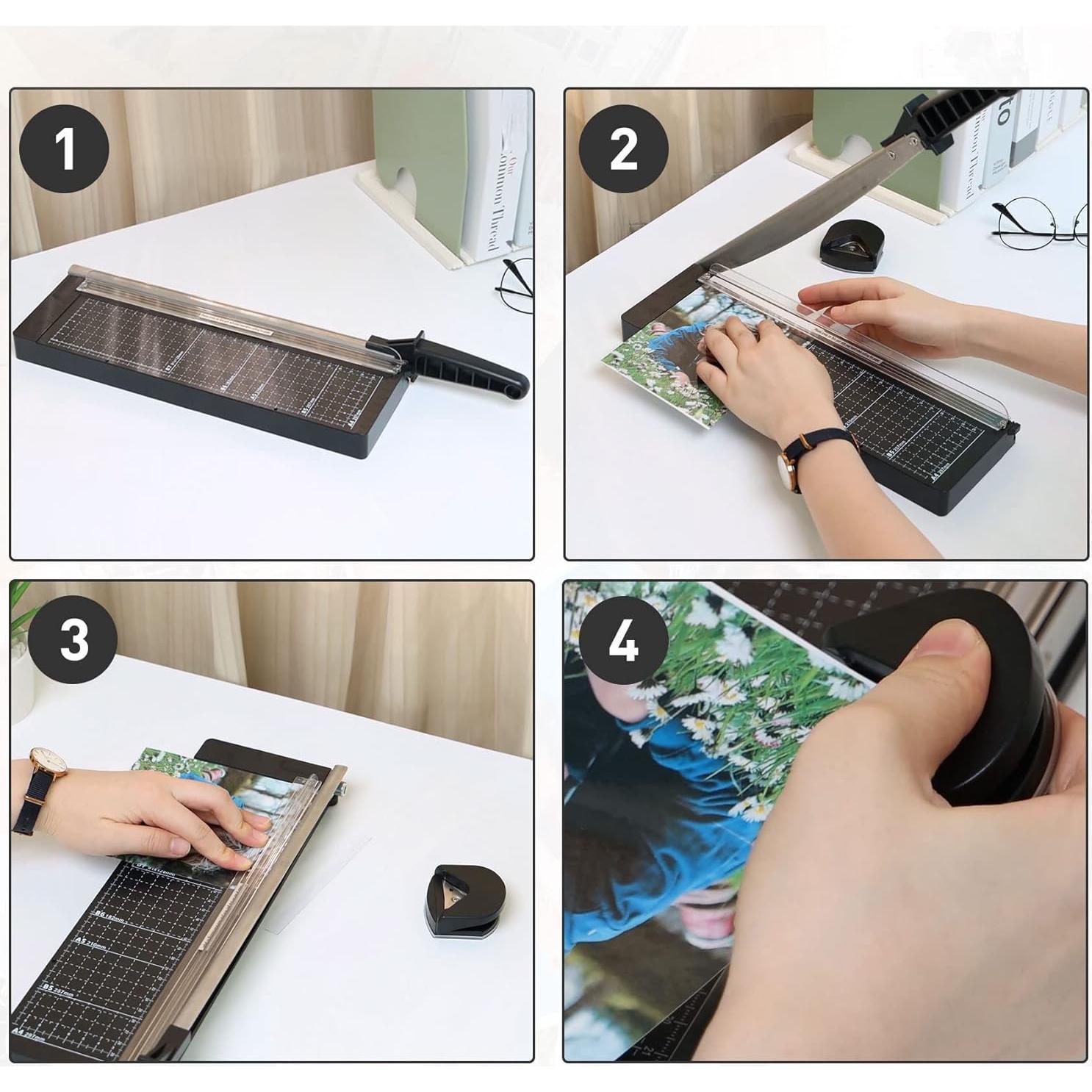 Cortadora de Papel TIANSE 30 cm 8-10 Hojas Seguridad Negra