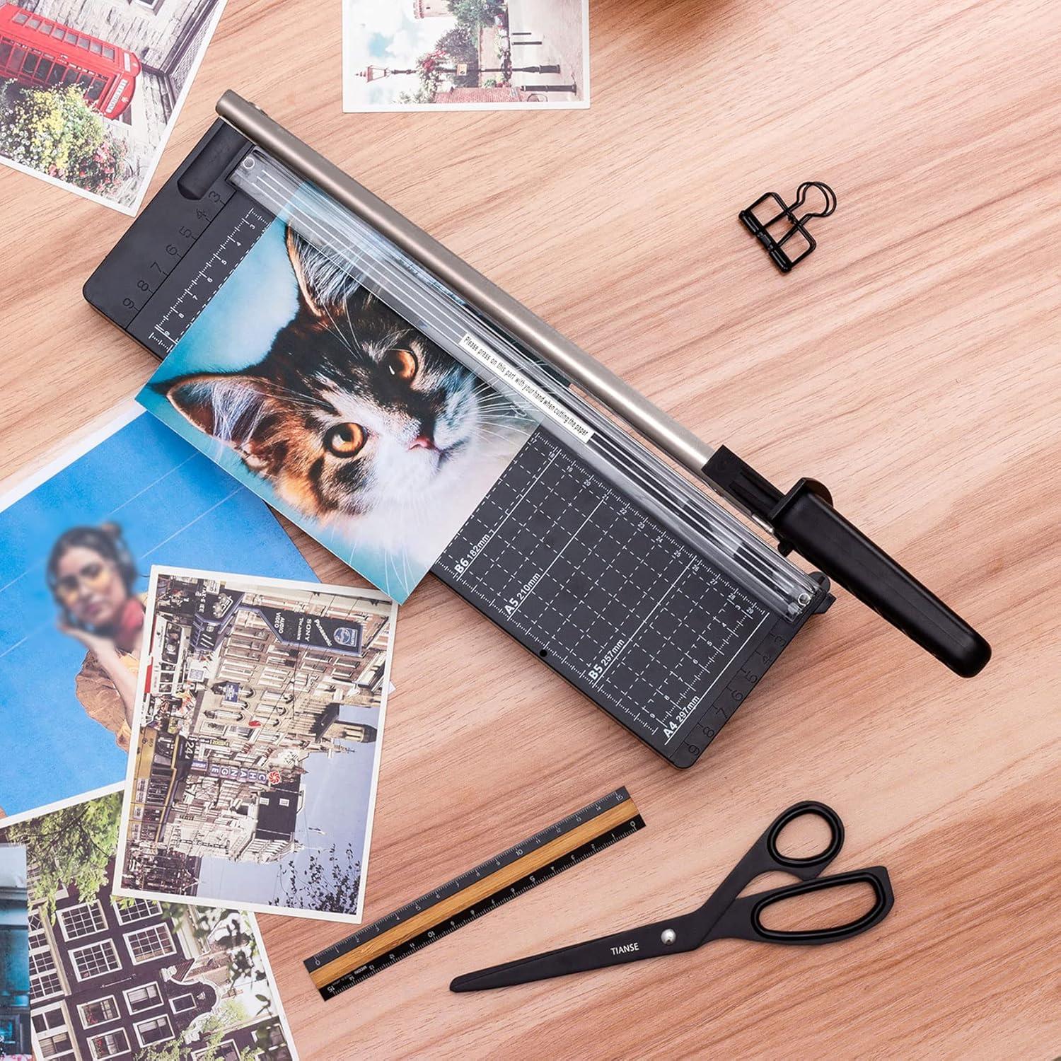 Cortadora de Papel TIANSE 30 cm 8-10 Hojas Seguridad Negra