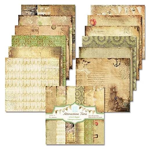 Papel Decorativo Vintage 30x30 cm iKammo - 24 Hojas Doble Cara