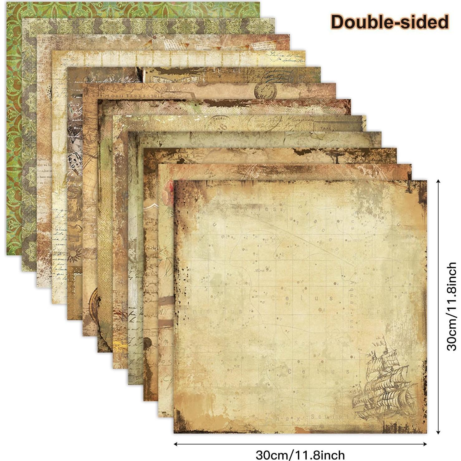 Papel Decorativo Vintage 30x30 cm iKammo - 24 Hojas Doble Cara