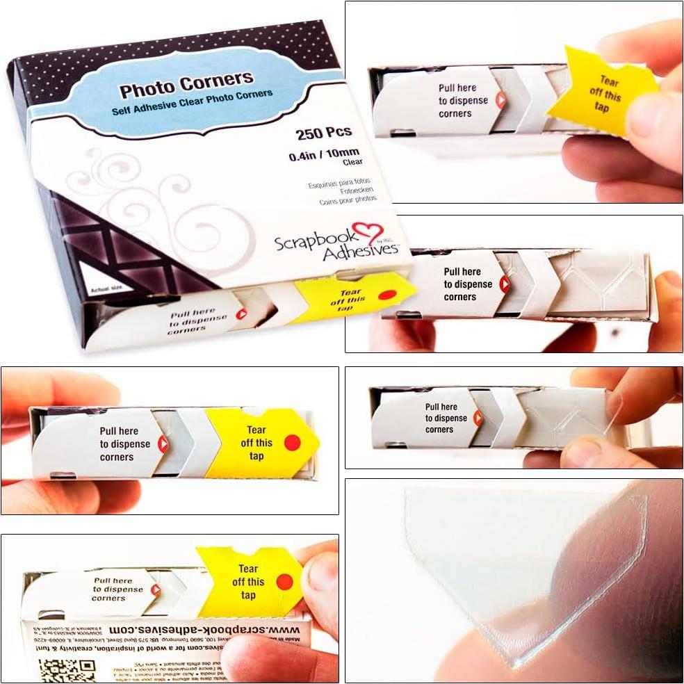 Esquinas Adhesivas para Fotos 3L Transparentes 250 Pcs