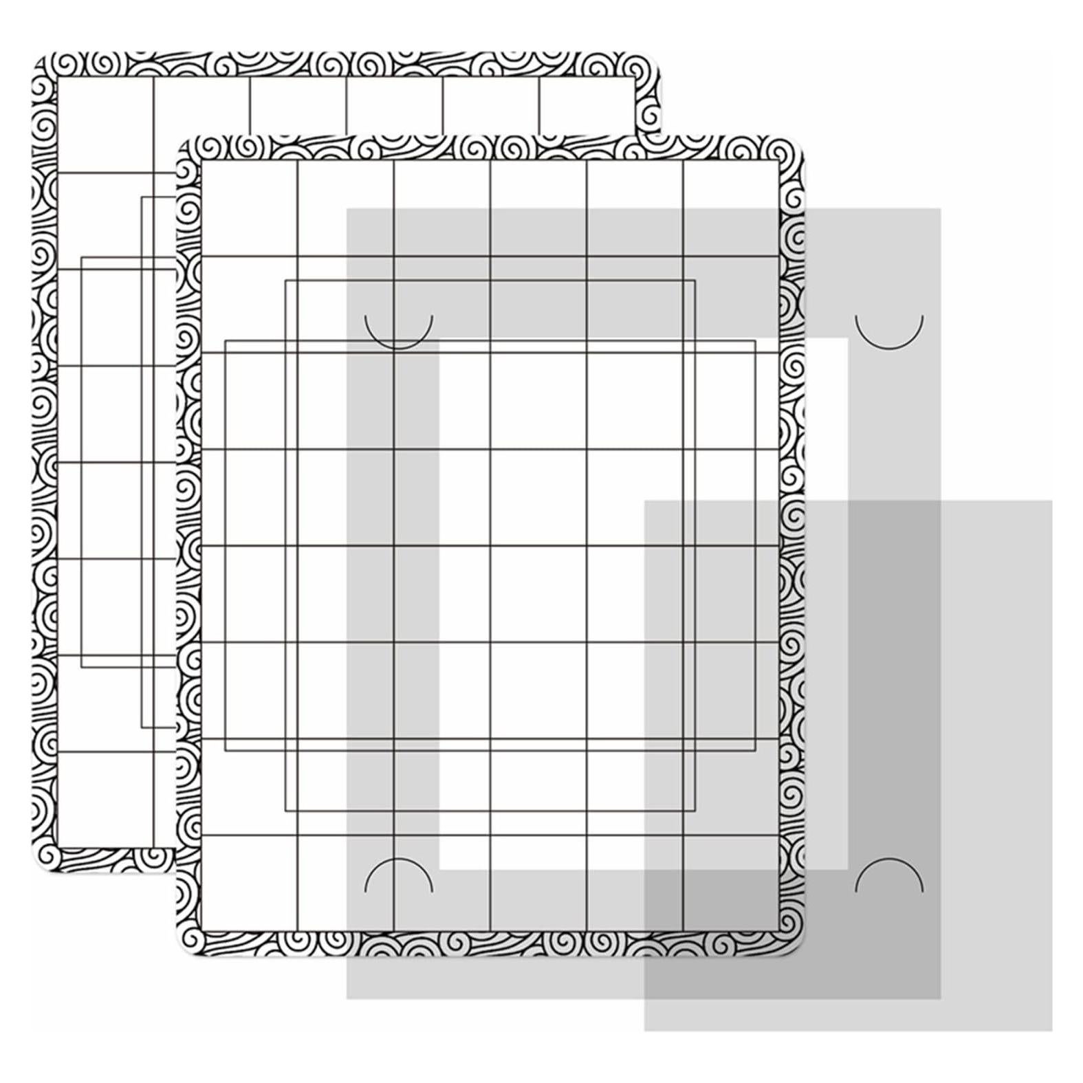 Sticky Non-Slip Flexible Gridded Stamp Mats Grid Sheets 2 PCS Low Stick Mat and 1 Blending Buddy Set,Laser Template with Stuckable Hole,Multi-Use Tack Adhesived Sheet Scrapbooking Craft Accessory