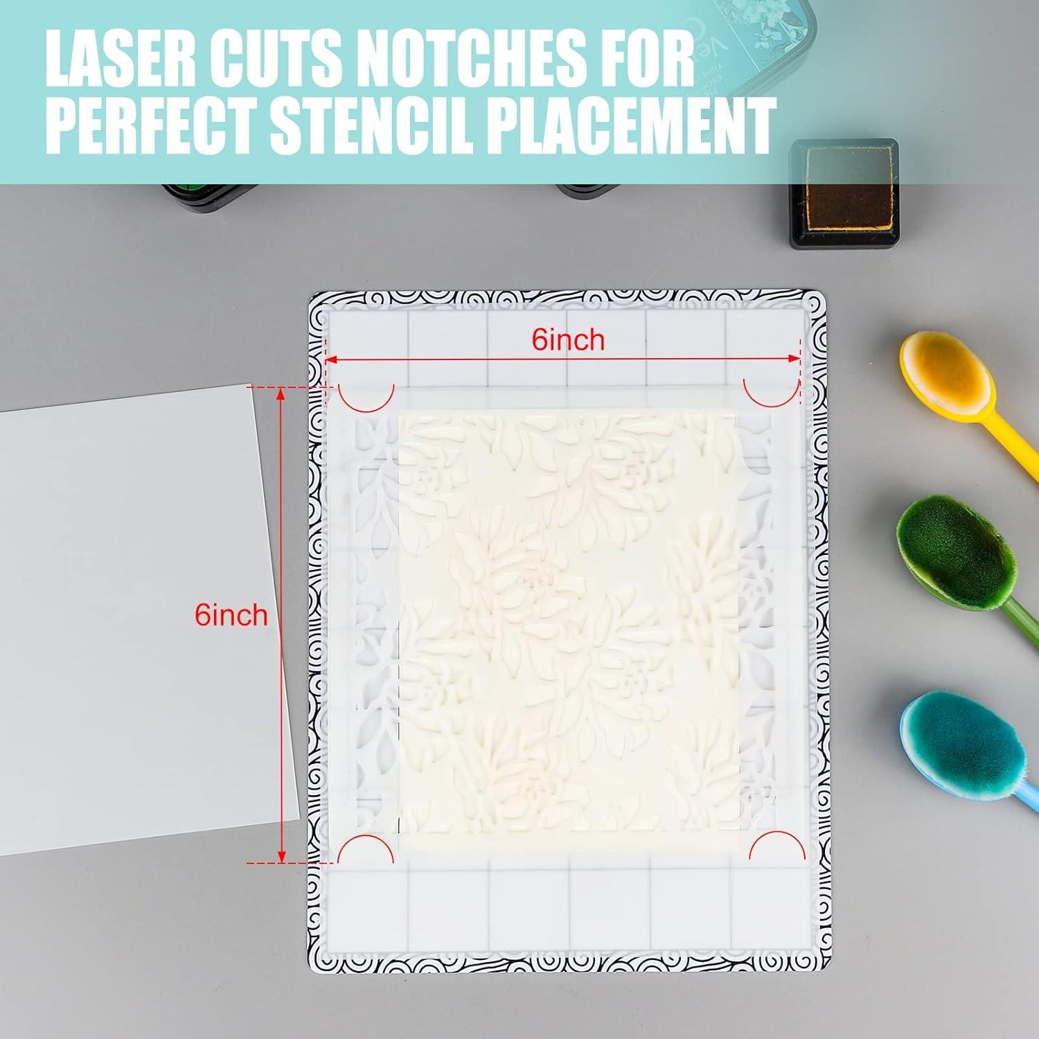 Sticky Non-Slip Flexible Gridded Stamp Mats Grid Sheets 2 PCS Low Stick Mat and 1 Blending Buddy Set,Laser Template with Stuckable Hole,Multi-Use Tack Adhesived Sheet Scrapbooking Craft Accessory
