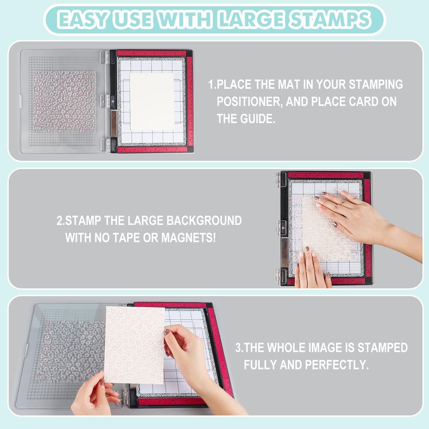 Sticky Non-Slip Flexible Gridded Stamp Mats Grid Sheets 2 PCS Low Stick Mat and 1 Blending Buddy Set,Laser Template with Stuckable Hole,Multi-Use Tack Adhesived Sheet Scrapbooking Craft Accessory