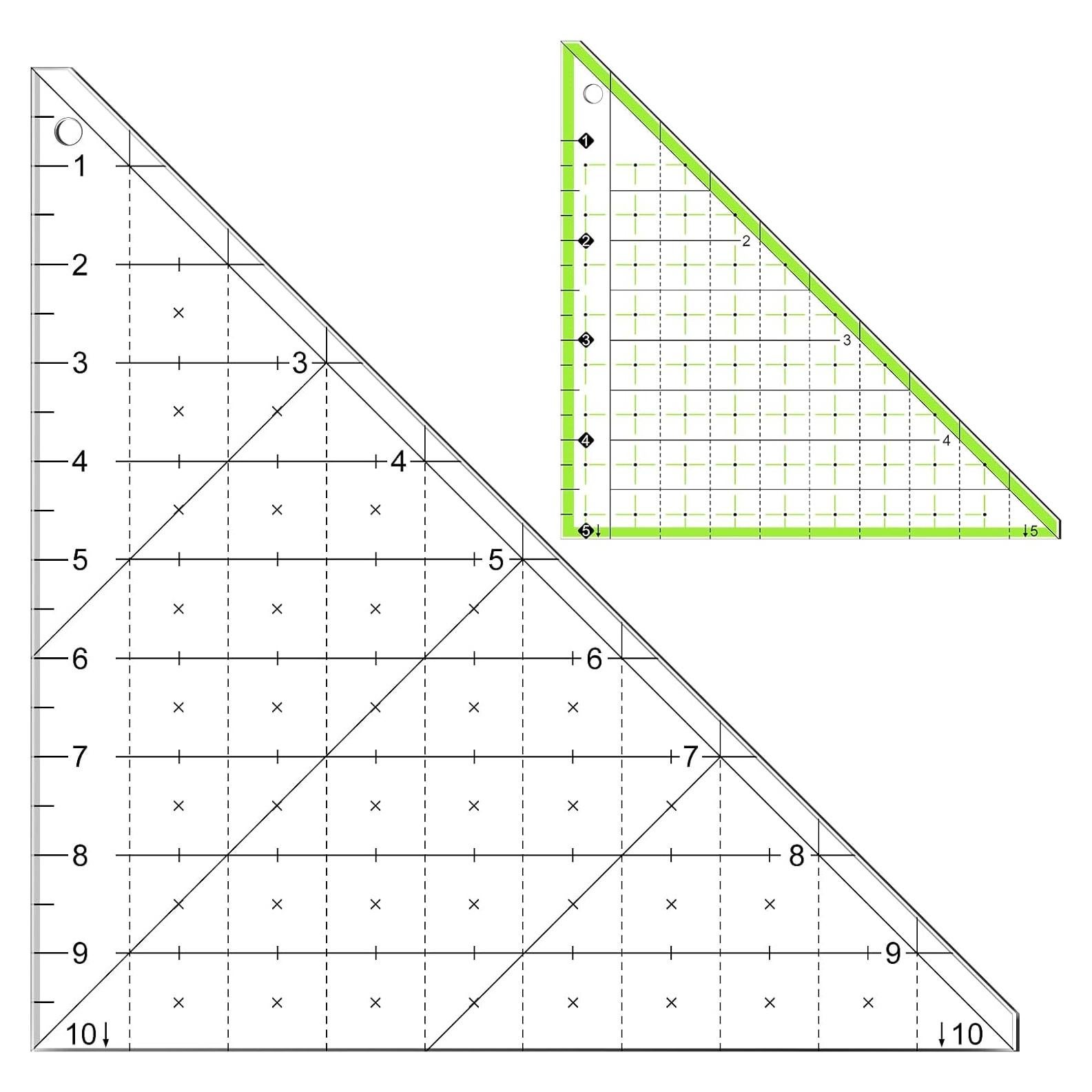 Juego de 2 Reglas Triangulares de Acrílico Konohan 12.7 y 25.4 cm