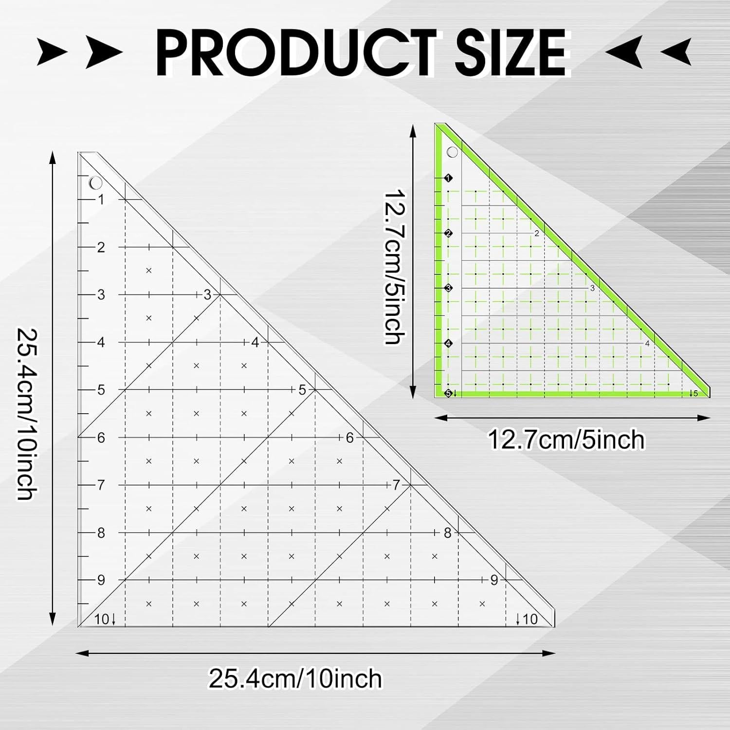 Juego de 2 Reglas Triangulares de Acrílico Konohan 12.7 y 25.4 cm