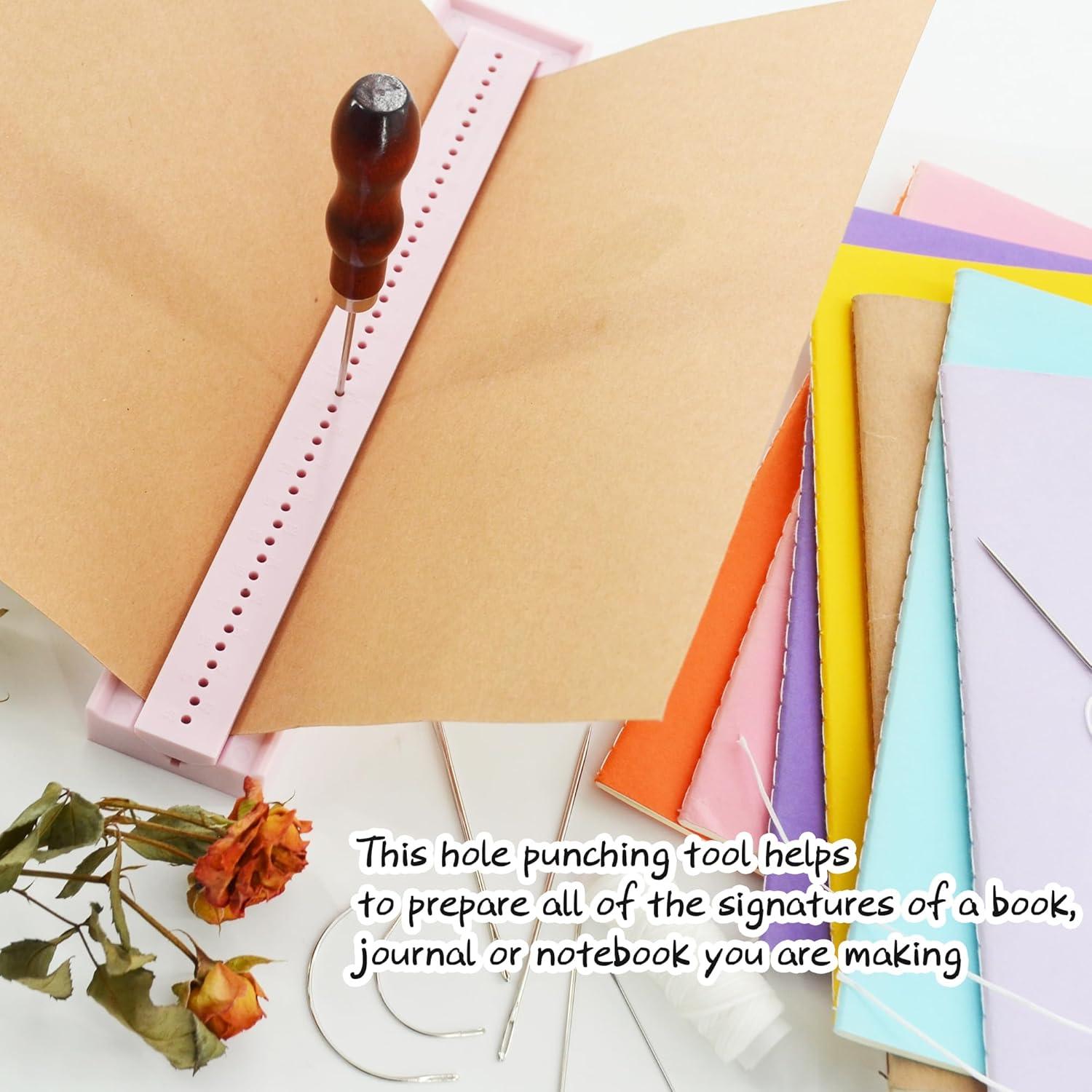 Kit de Encuadernación UPTTHOW Rosa con Guía y Awl 200g