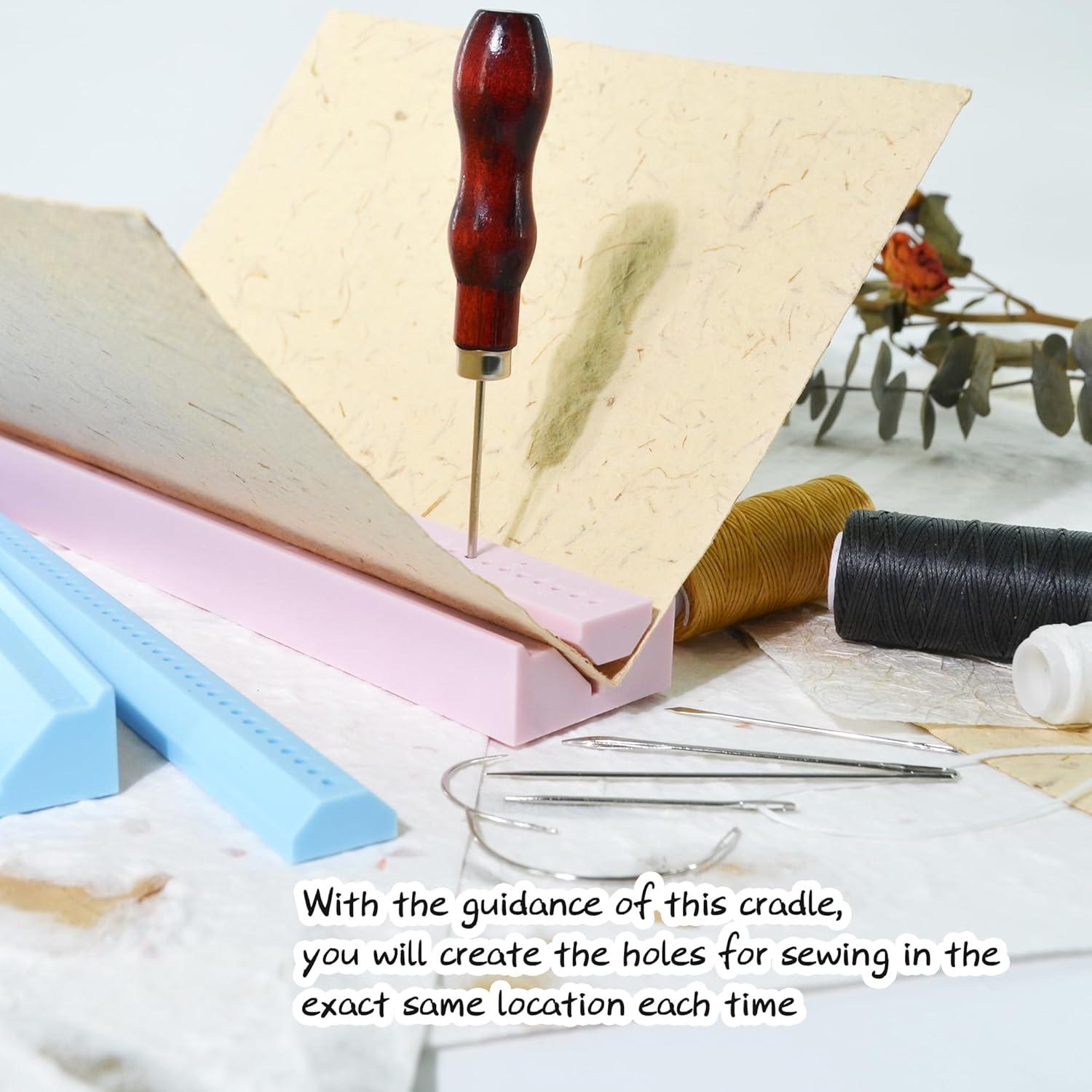 Kit de Encuadernación UPTTHOW Rosa con Guía y Awl 200g