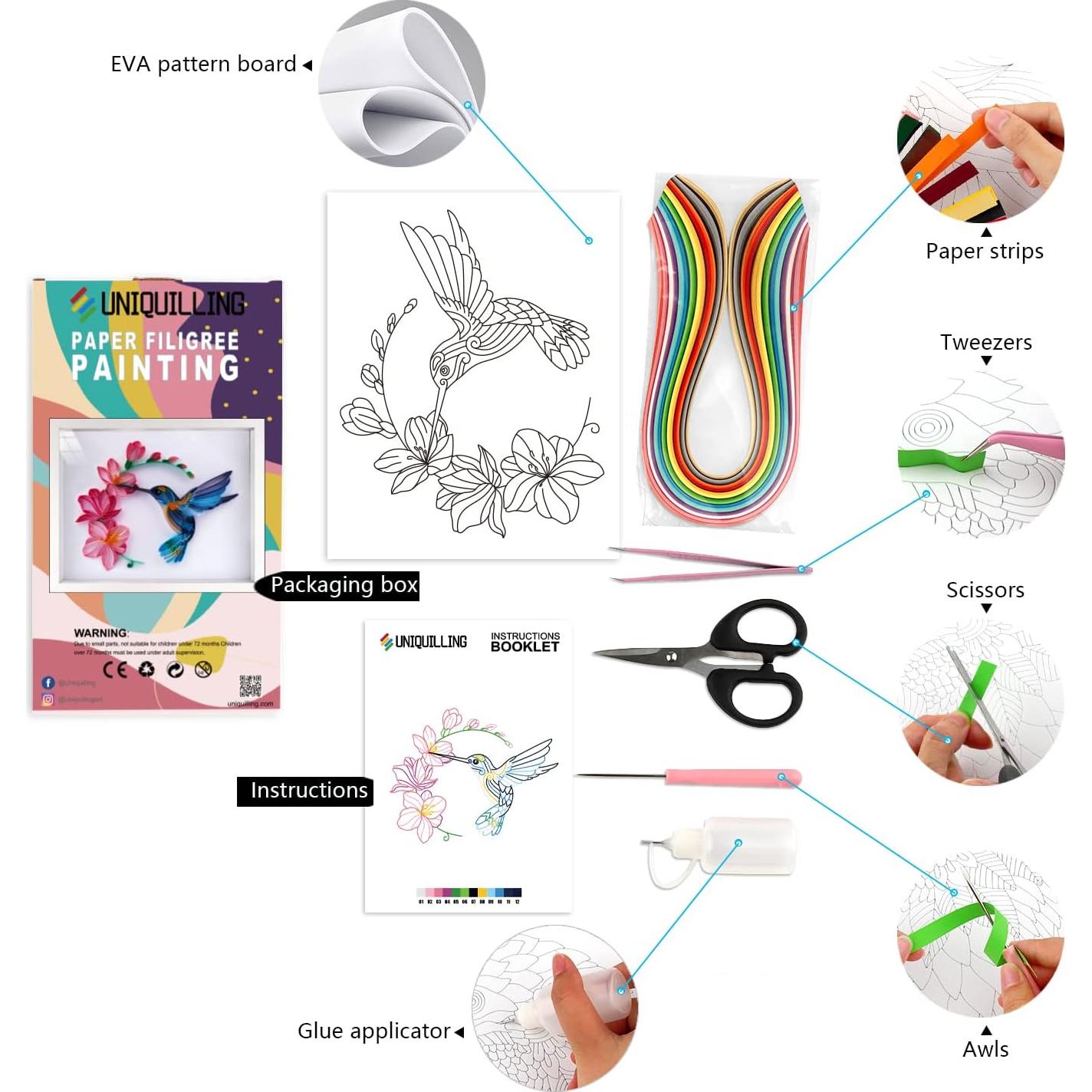 Kit de Quilling Uniquilling 20x25 cm con Herramientas y Manual