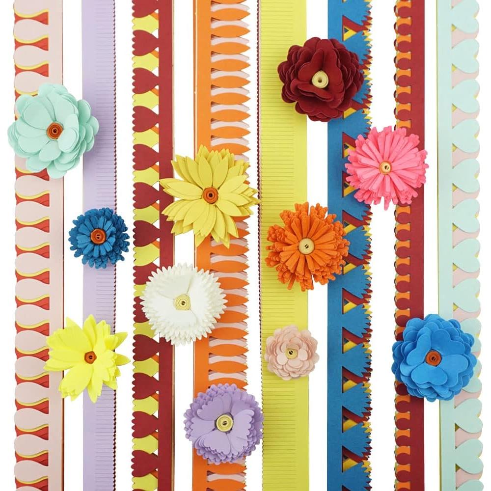 Kit de Flores de Papel Quilling FAZHBARY 50 cm 8 Pétalos DIY