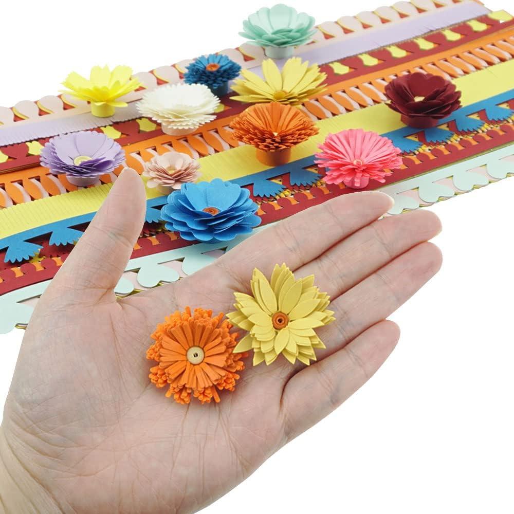 Kit de Flores de Papel Quilling FAZHBARY 50 cm 8 Pétalos DIY