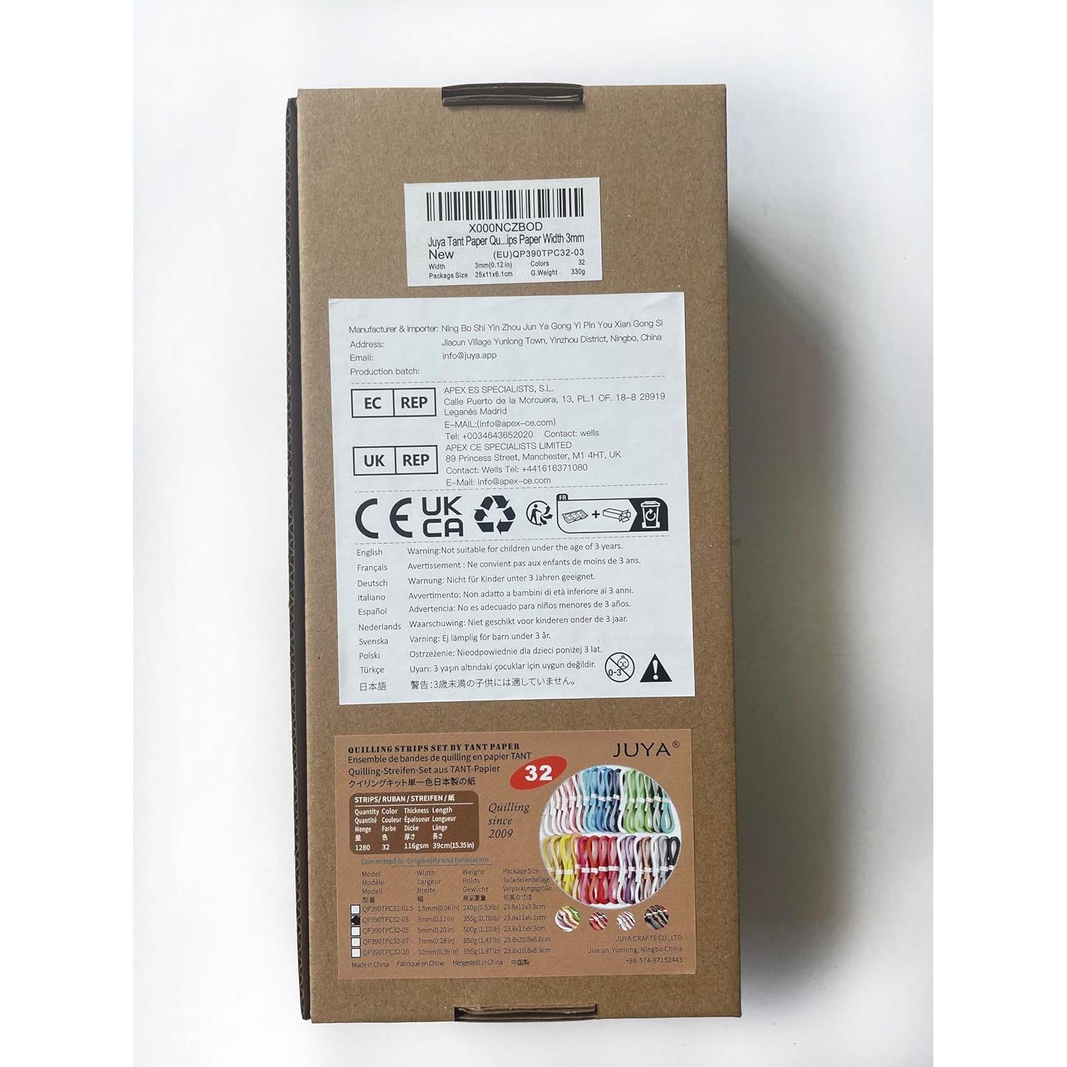 Juego de Quilling JUYA 1280 Tiras 32 Colores 39 cm Ancho 1.5-10 mm