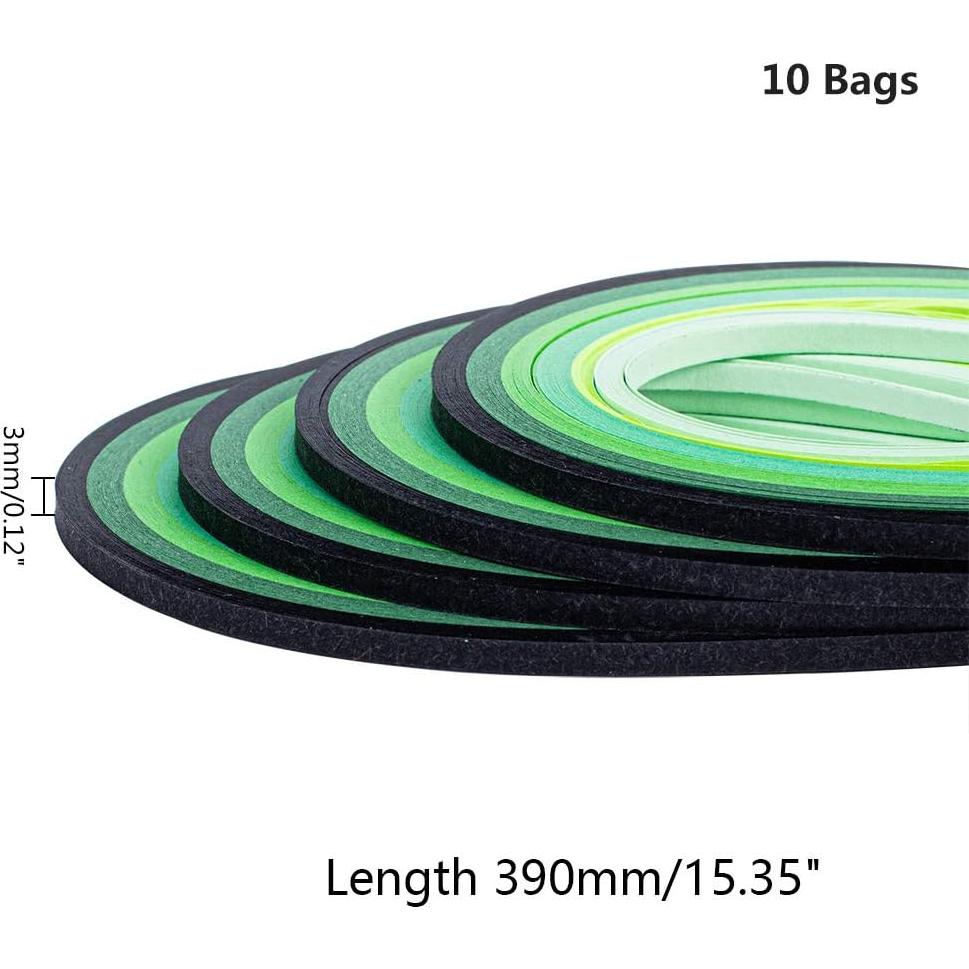 Tiras de Papel Quilling Arricraft 3mm Verde Gradiente - 120 Piezas