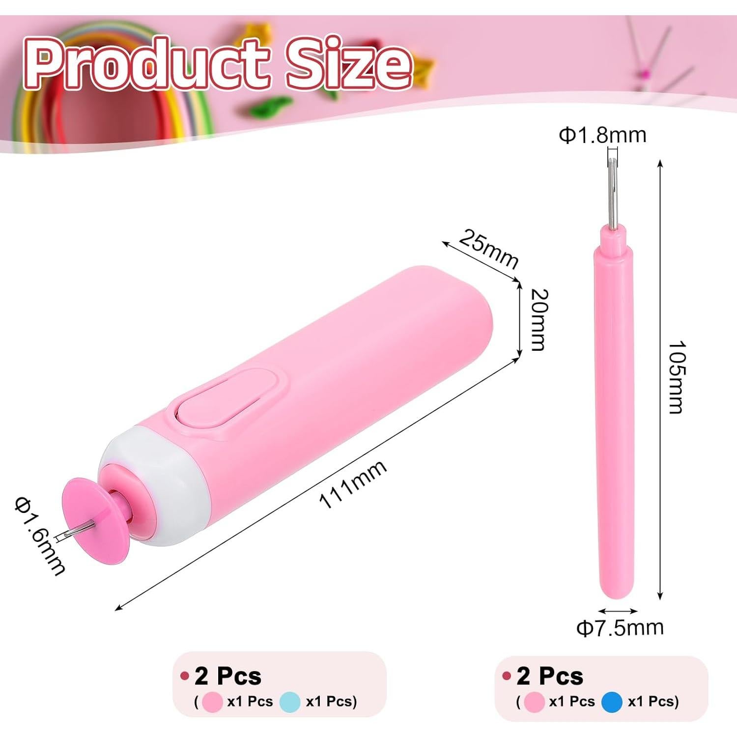 Lápiz de Quilling Eléctrico MECCANIXITY Rosa y Azul - Kit de Manualidades