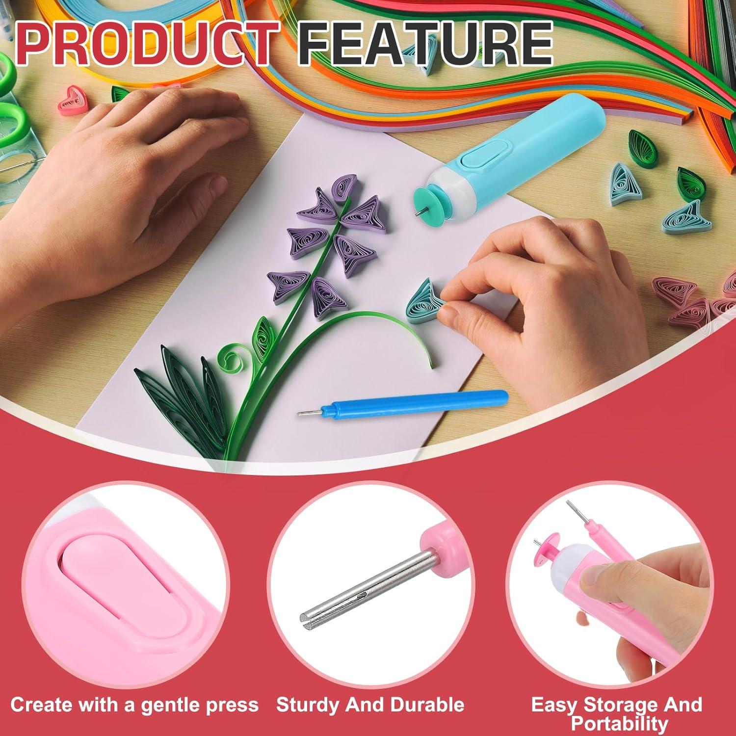 Lápiz de Quilling Eléctrico MECCANIXITY Rosa y Azul - Kit de Manualidades