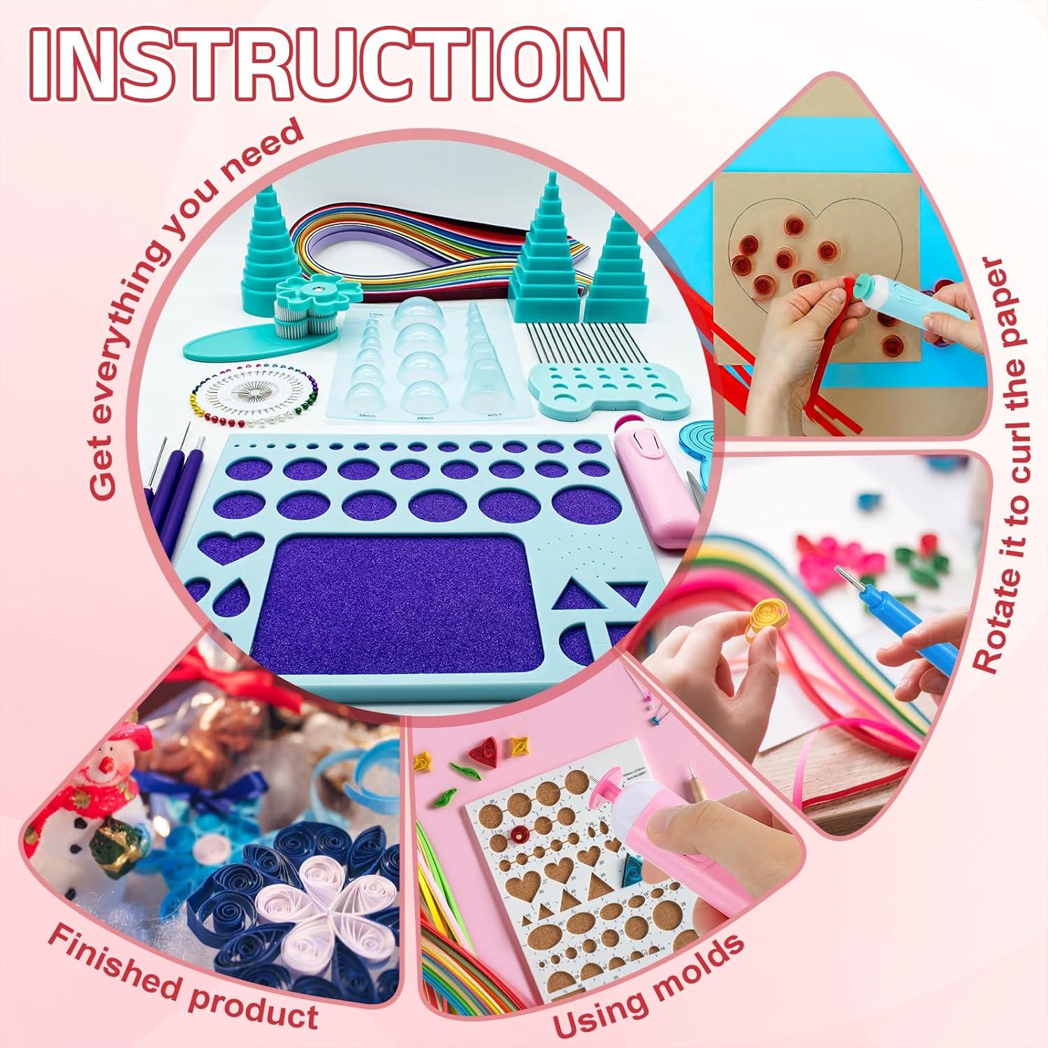 Lápiz de Quilling Eléctrico MECCANIXITY Rosa y Azul - Kit de Manualidades