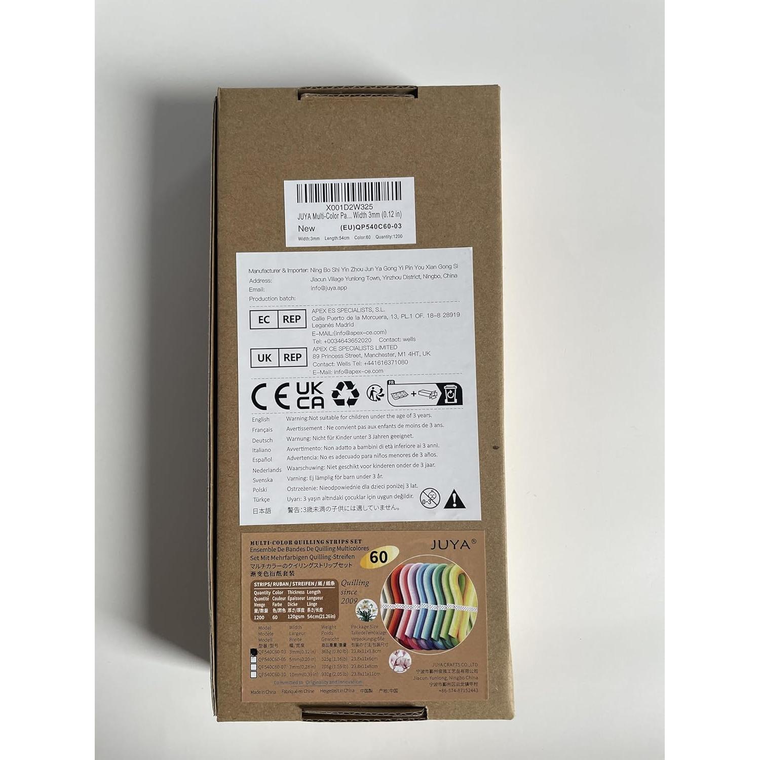 Juego de Tiras de Papel Quilling JUYA 60 Colores 54cm 3mm