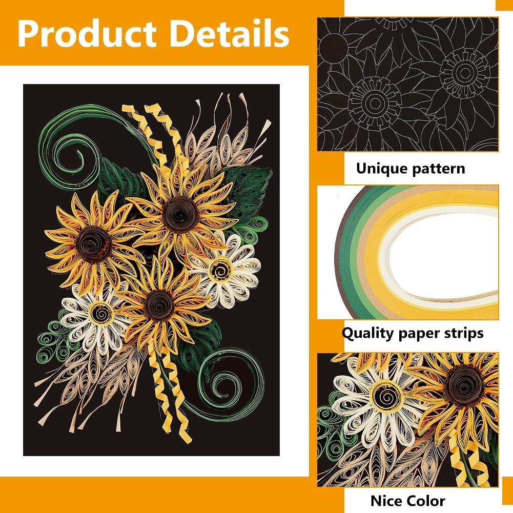 Kit de Quilling de Papel WEBEEDY Floral DIY 21x27.9cm