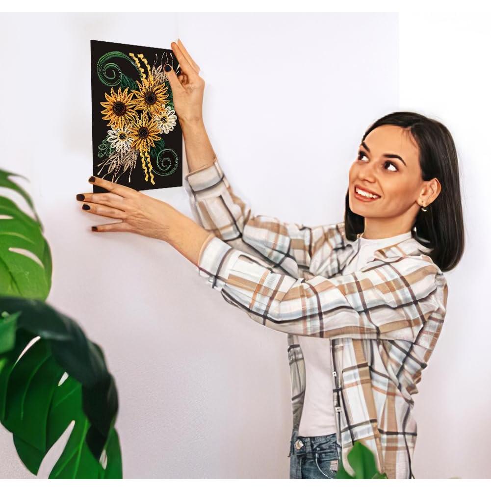 Kit de Quilling de Papel WEBEEDY Floral DIY 21x27.9cm