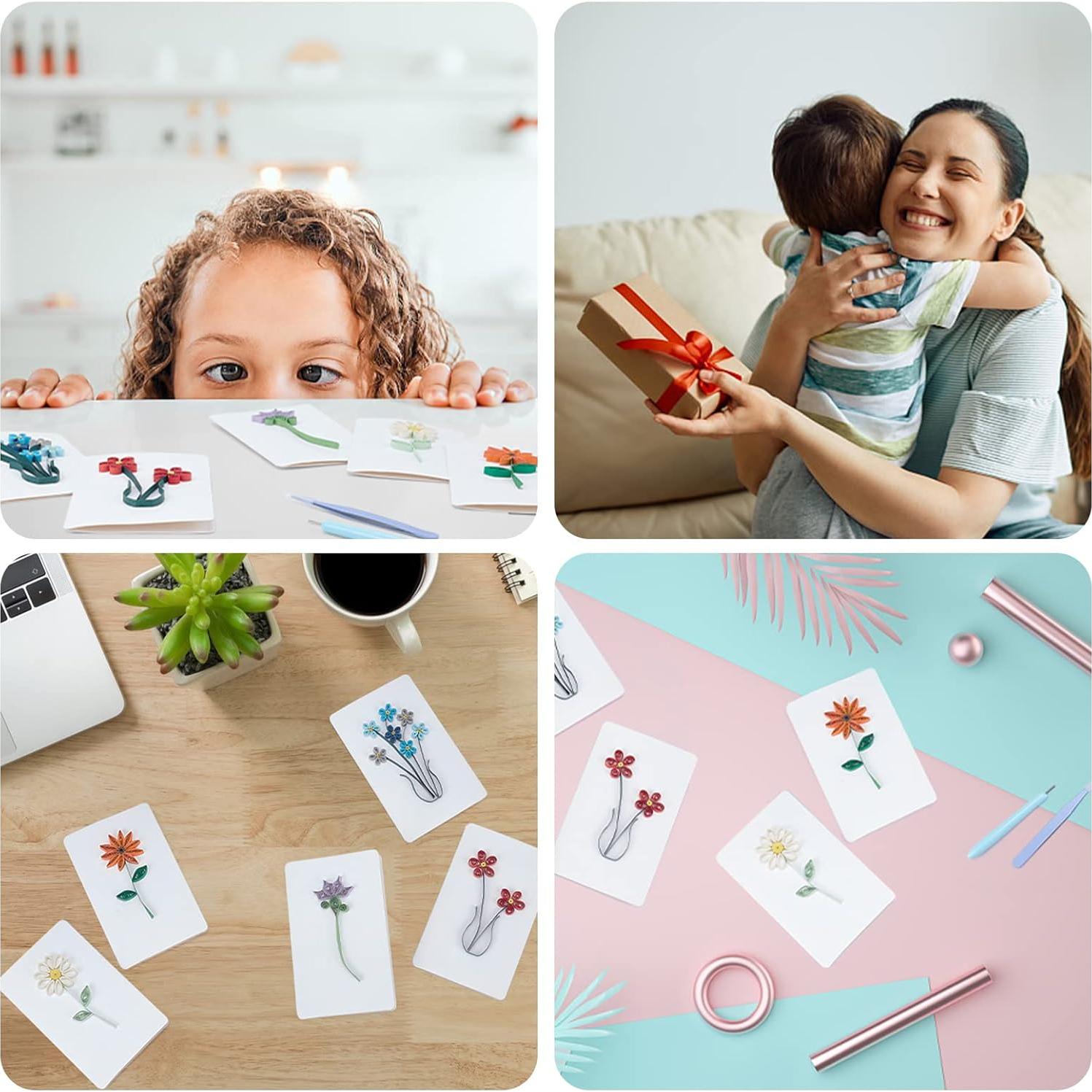 WEBEEDY Paper Quilling Kits DIY Quilling Card Making Kits Quilling Kits for Adults with 36 Colors Strips,Quilling Tools and Supplies,DIY Design Drawing Handcraft for Christmas Invitation Greeting Gift