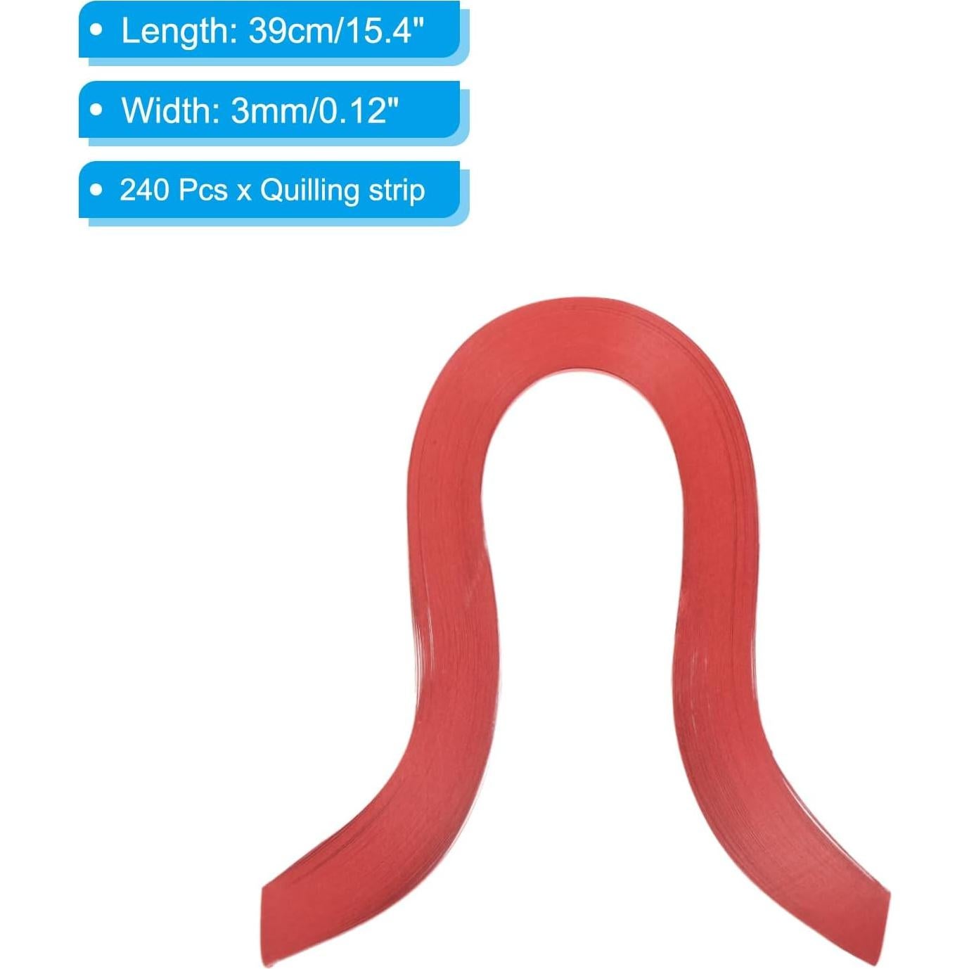 Tiras de Papel Quilling PATIKIL 240pcs 3mm x 39cm Rojo
