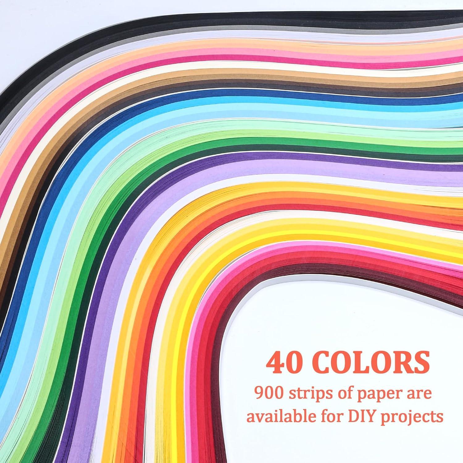 Tiras de Papel Quilling Auvotuis 10mm 900 Tiras 40 Colores