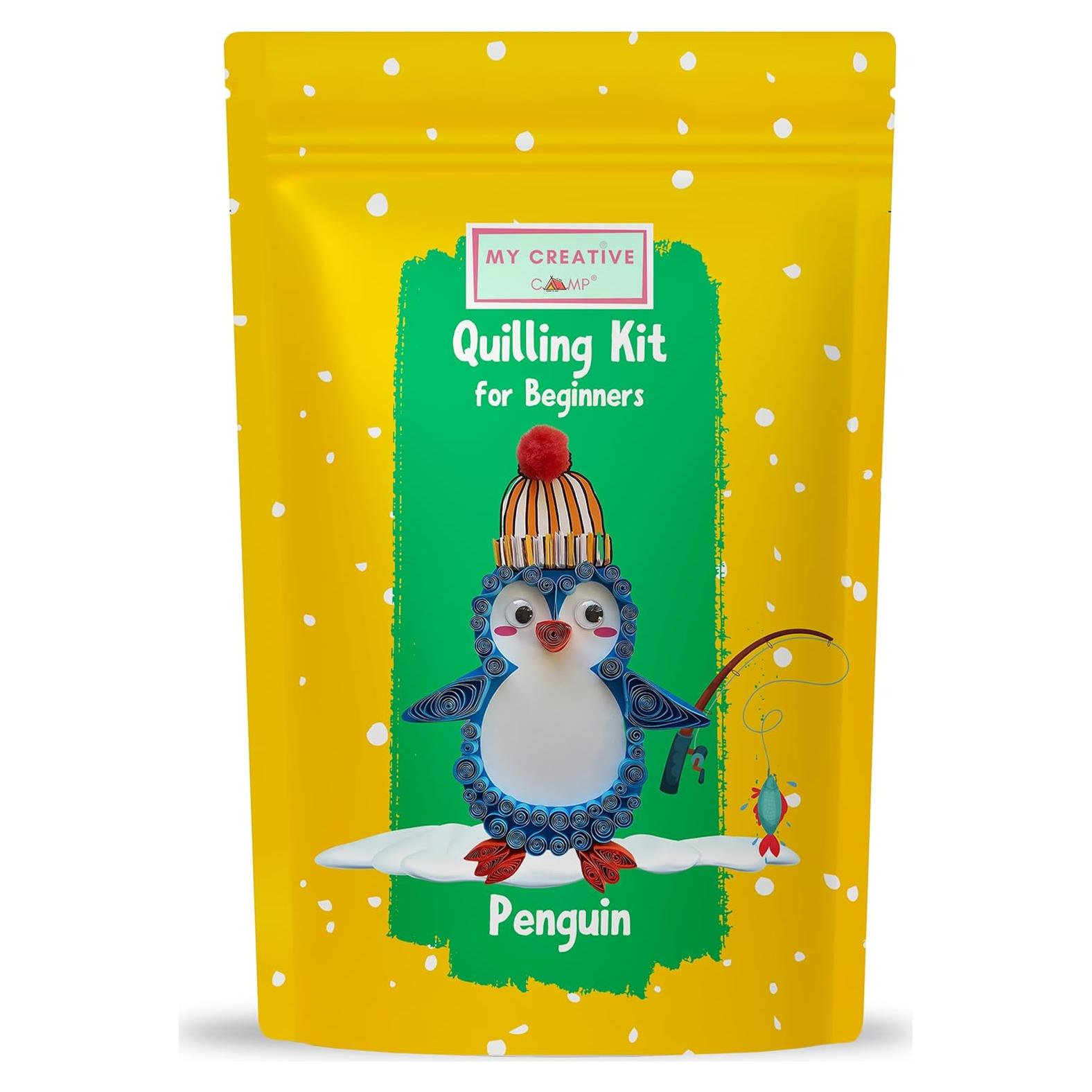 Kit de Quilling de Papel Pingüino My Creative Camp - Manualidades para Niños y Adultos