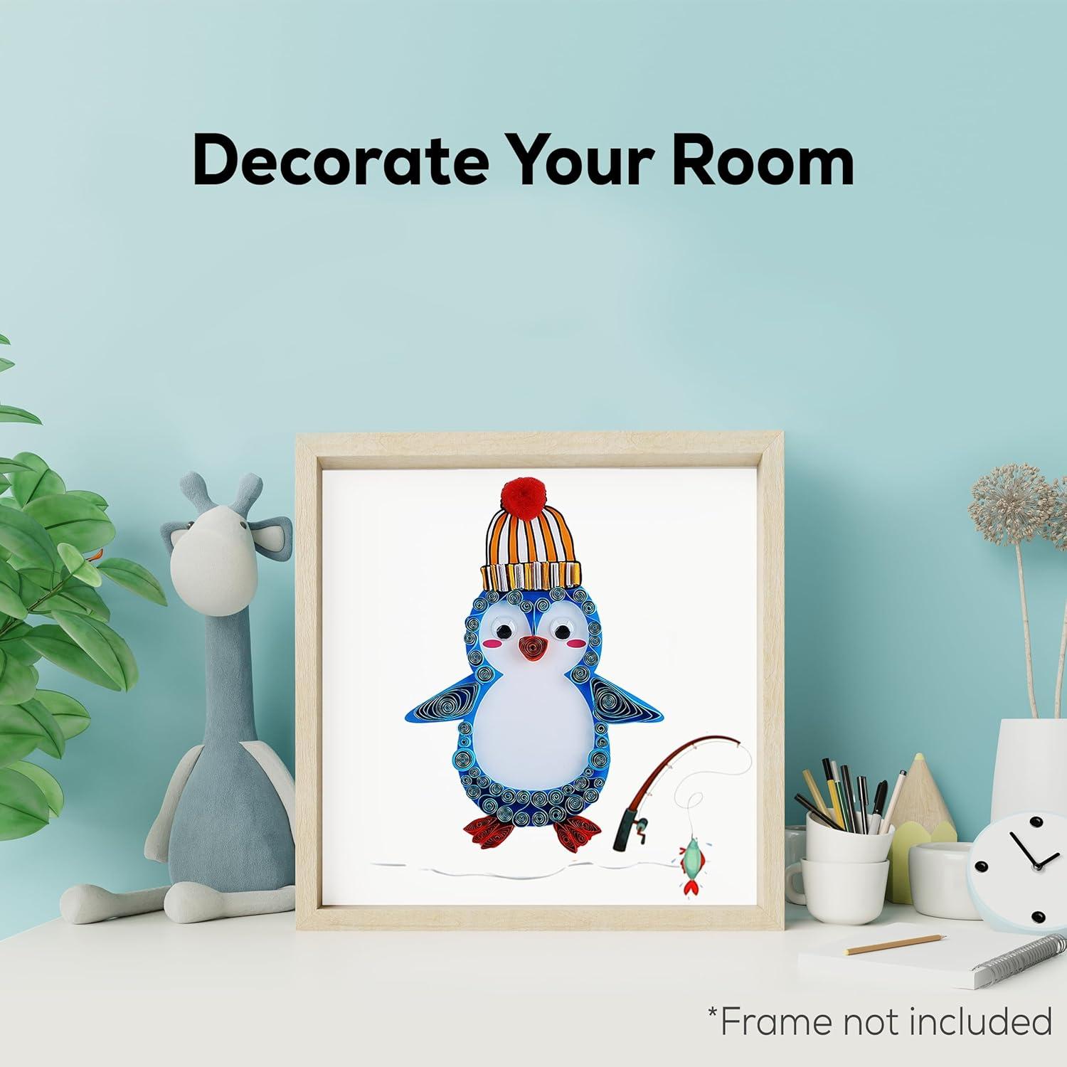 Kit de Quilling de Papel Pingüino My Creative Camp - Manualidades para Niños y Adultos