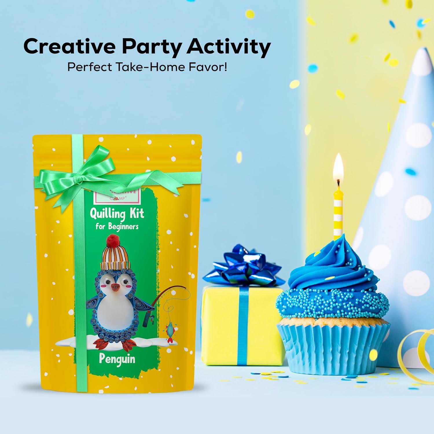 Kit de Quilling de Papel Pingüino My Creative Camp - Manualidades para Niños y Adultos