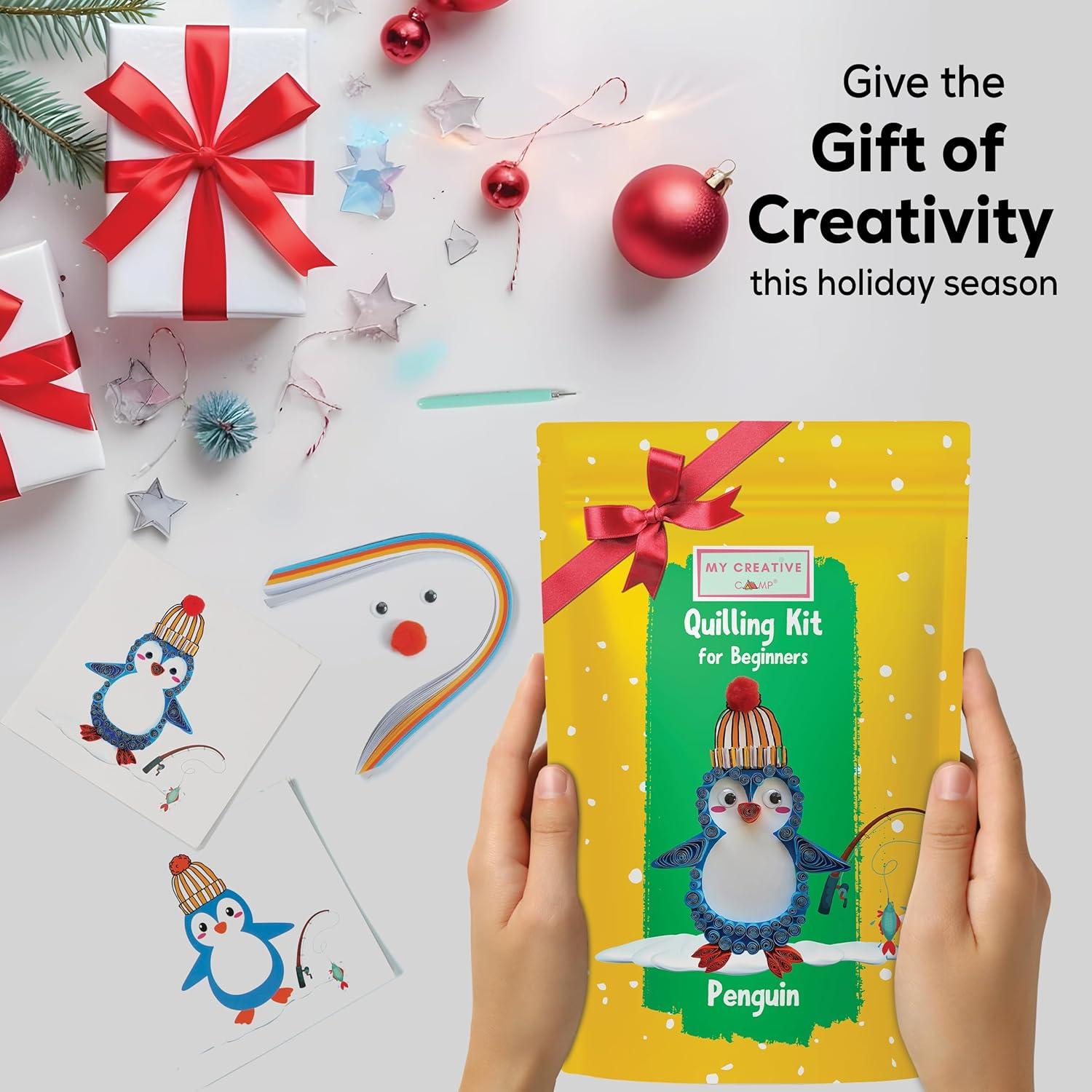 Kit de Quilling de Papel Pingüino My Creative Camp - Manualidades para Niños y Adultos