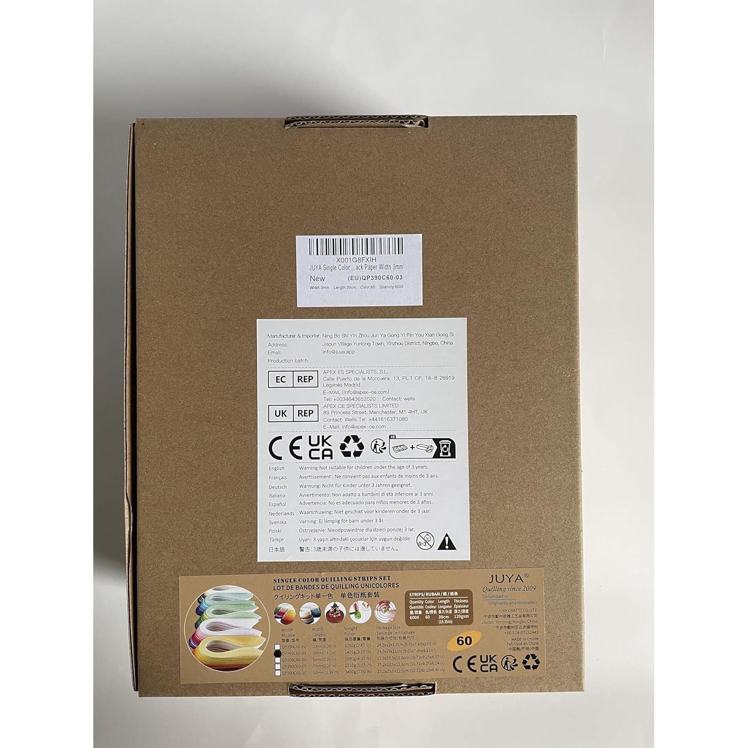 JUYA Juego de Tiras de Papel Quilling 60 Colores 39cm 3mm