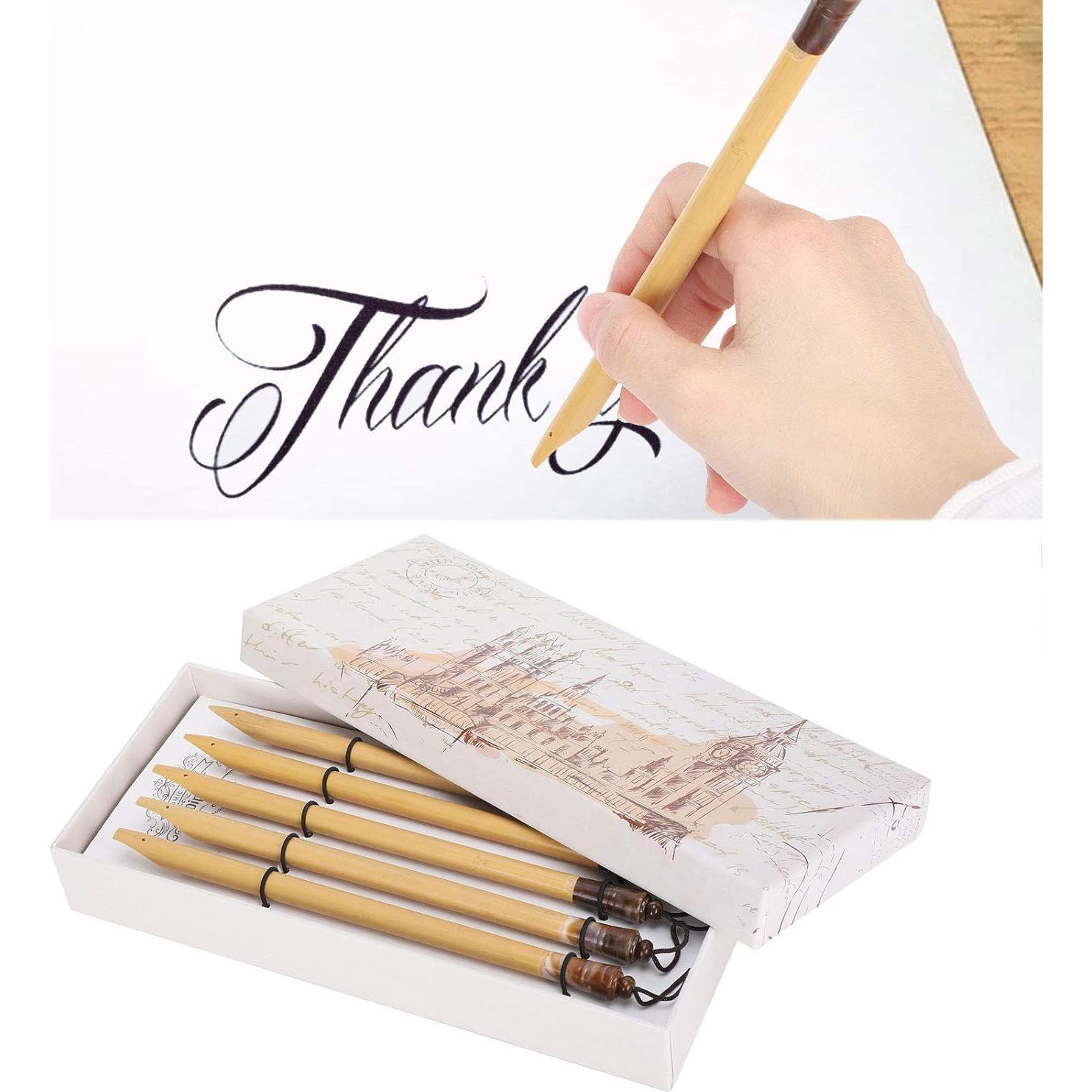 Juego de 5 Plumas de Caligrafía KooingTech - Bambú Natural