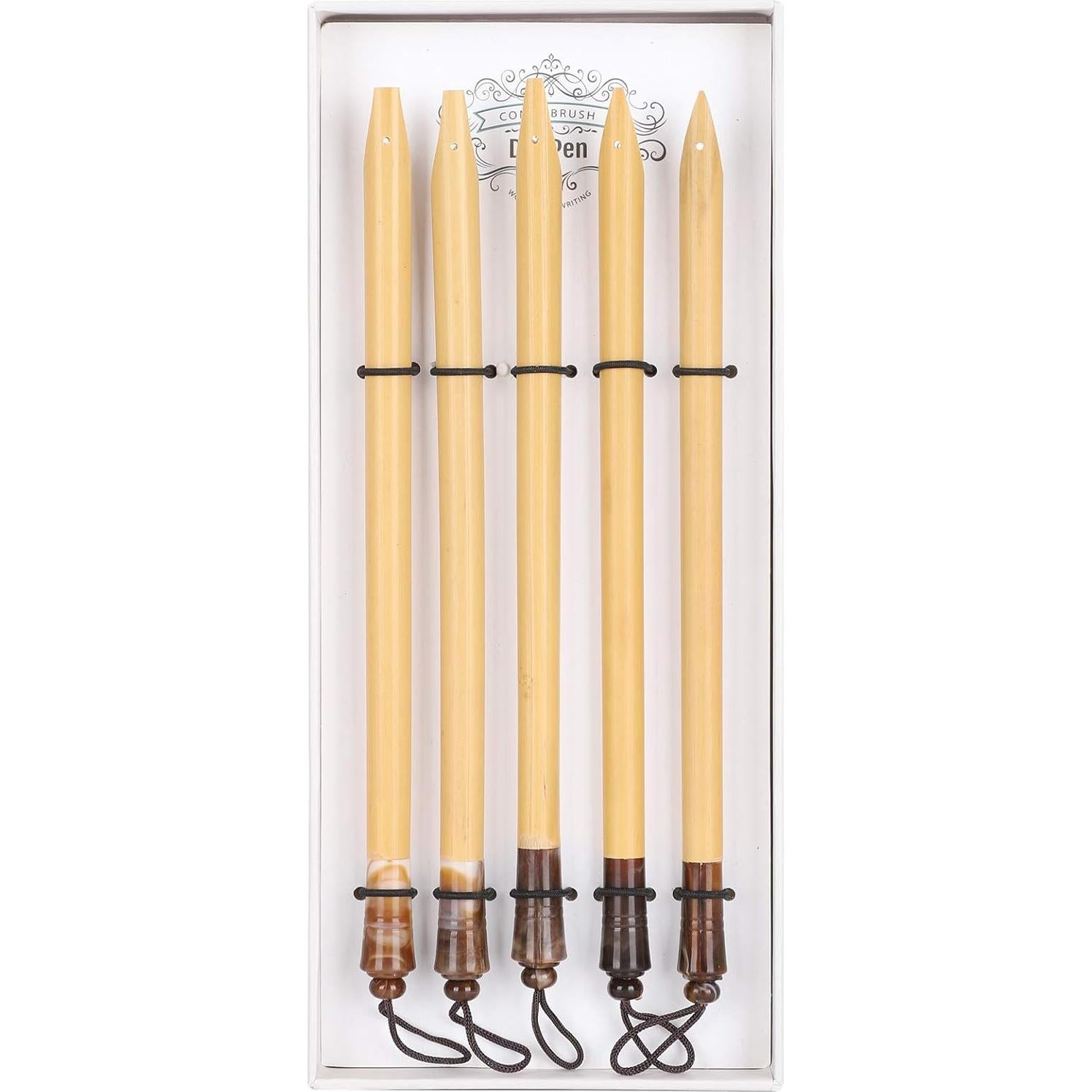 Juego de 5 Plumas de Caligrafía KooingTech - Bambú Natural
