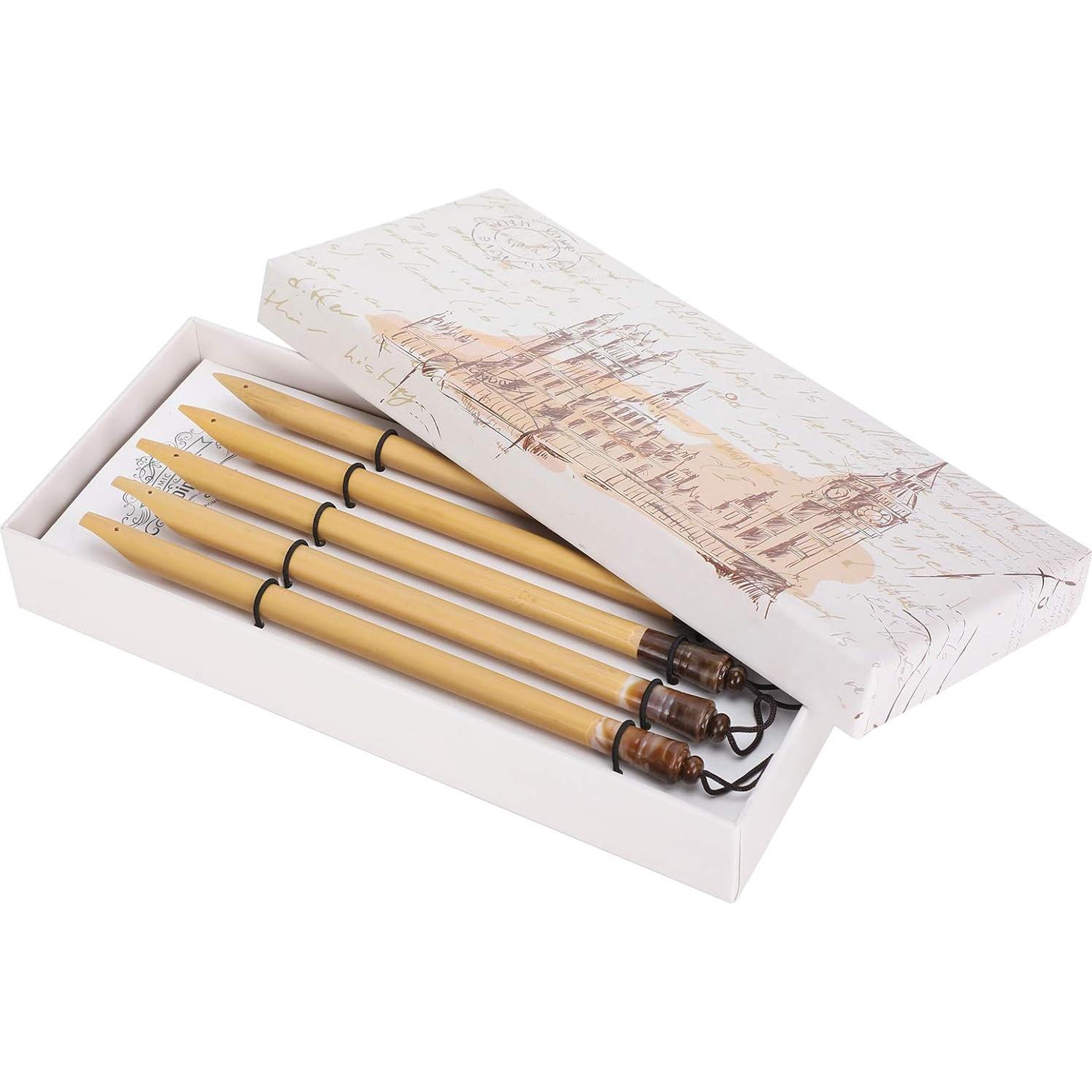 Juego de 5 Plumas de Caligrafía KooingTech - Bambú Natural