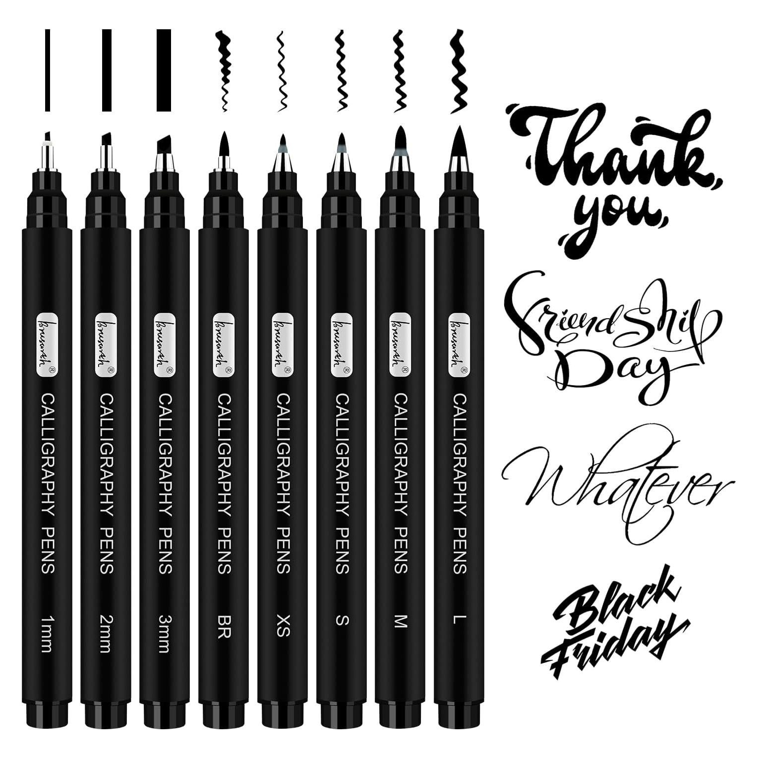 Set de 8 Plumas de Caligrafía Brusarth - Tinta Negra, Ergonomicas