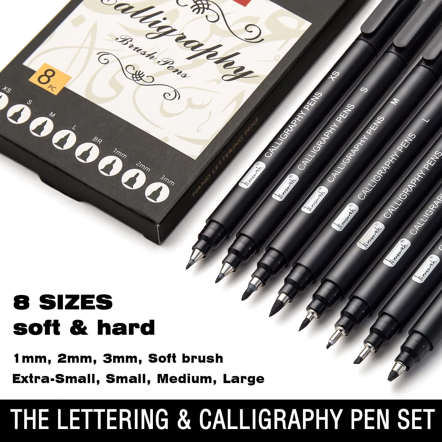 Set de 8 Plumas de Caligrafía Brusarth - Tinta Negra, Ergonomicas
